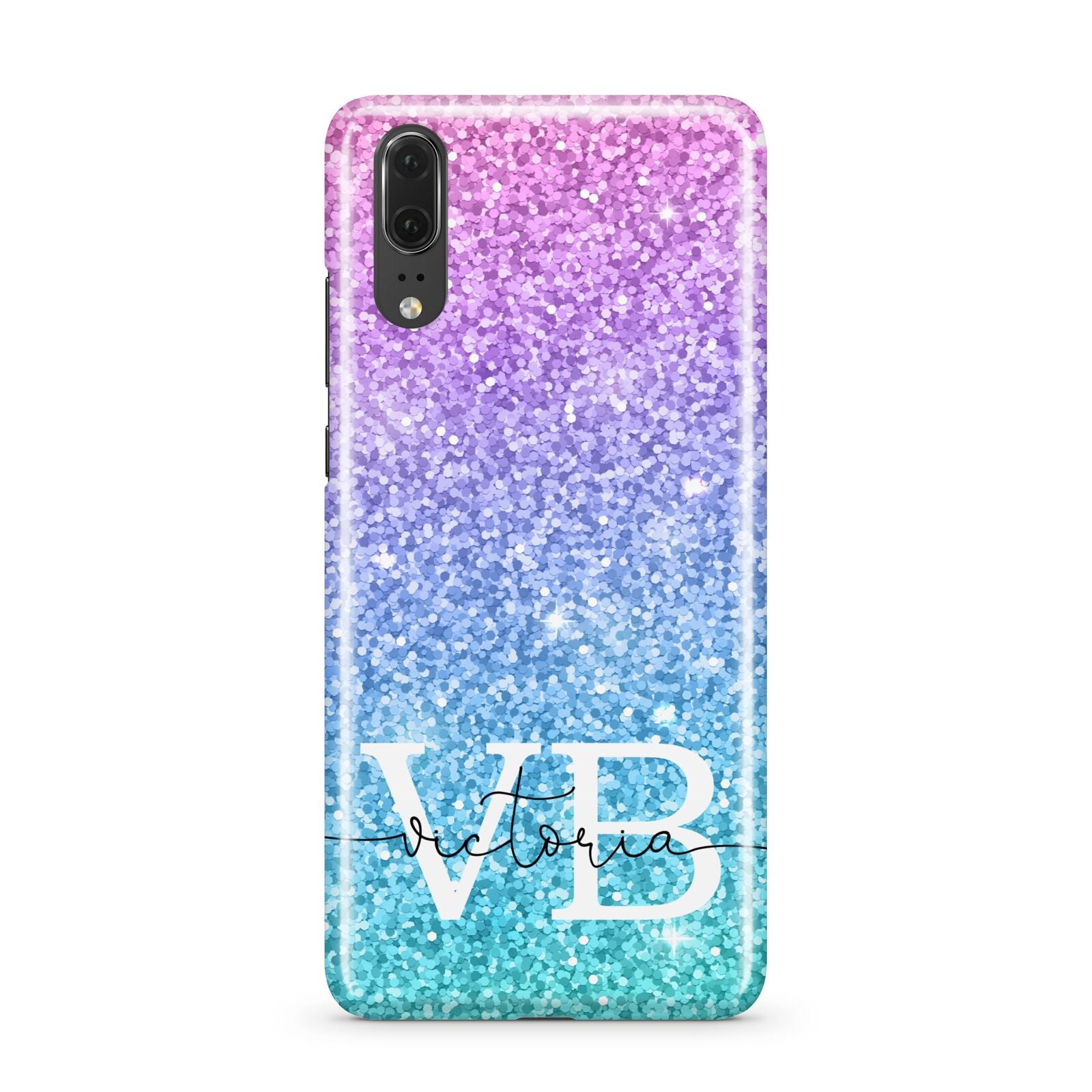 Monogrammed Multi Colour Glitter Name Huawei P20 Phone Case