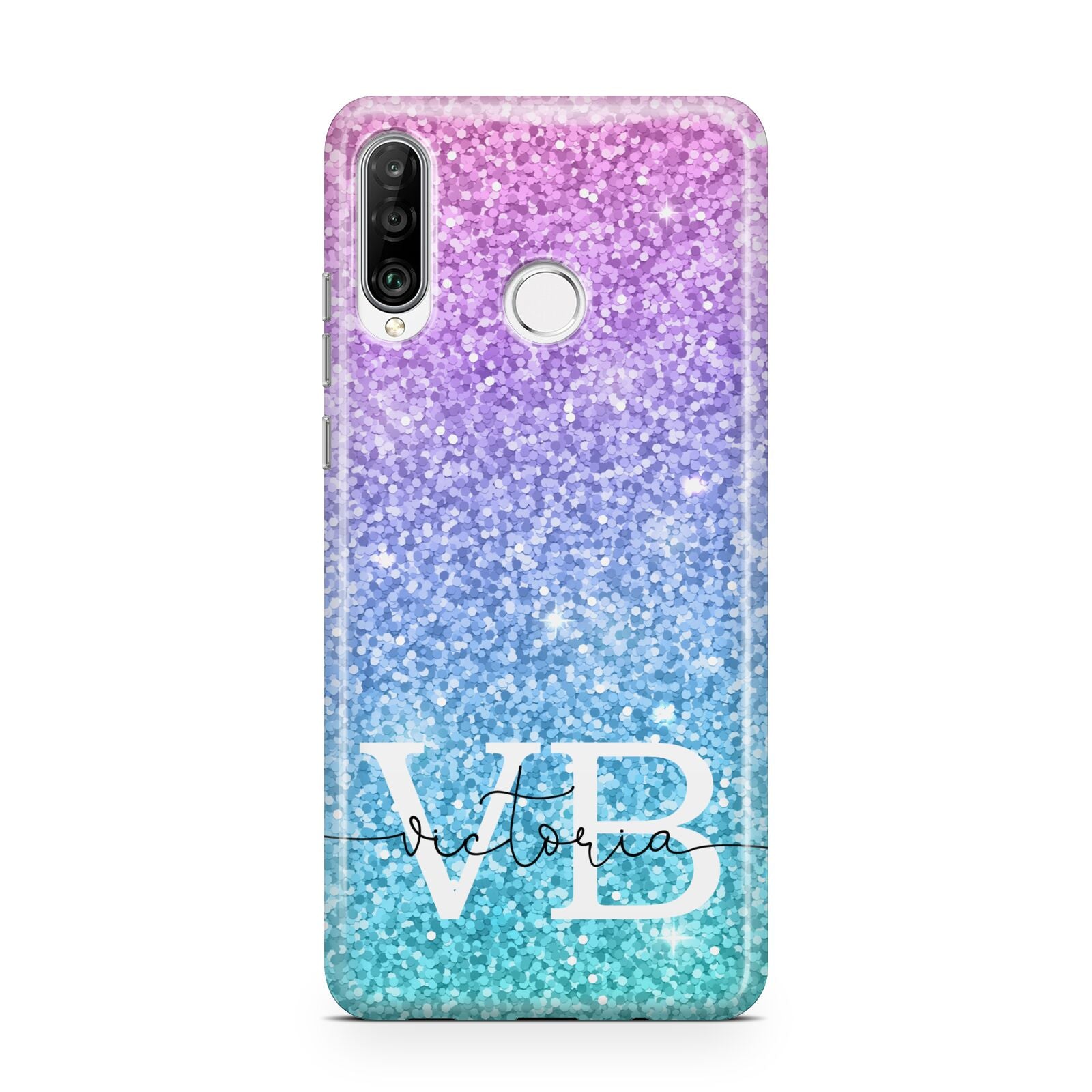 Monogrammed Multi Colour Glitter Name Huawei P30 Lite Phone Case