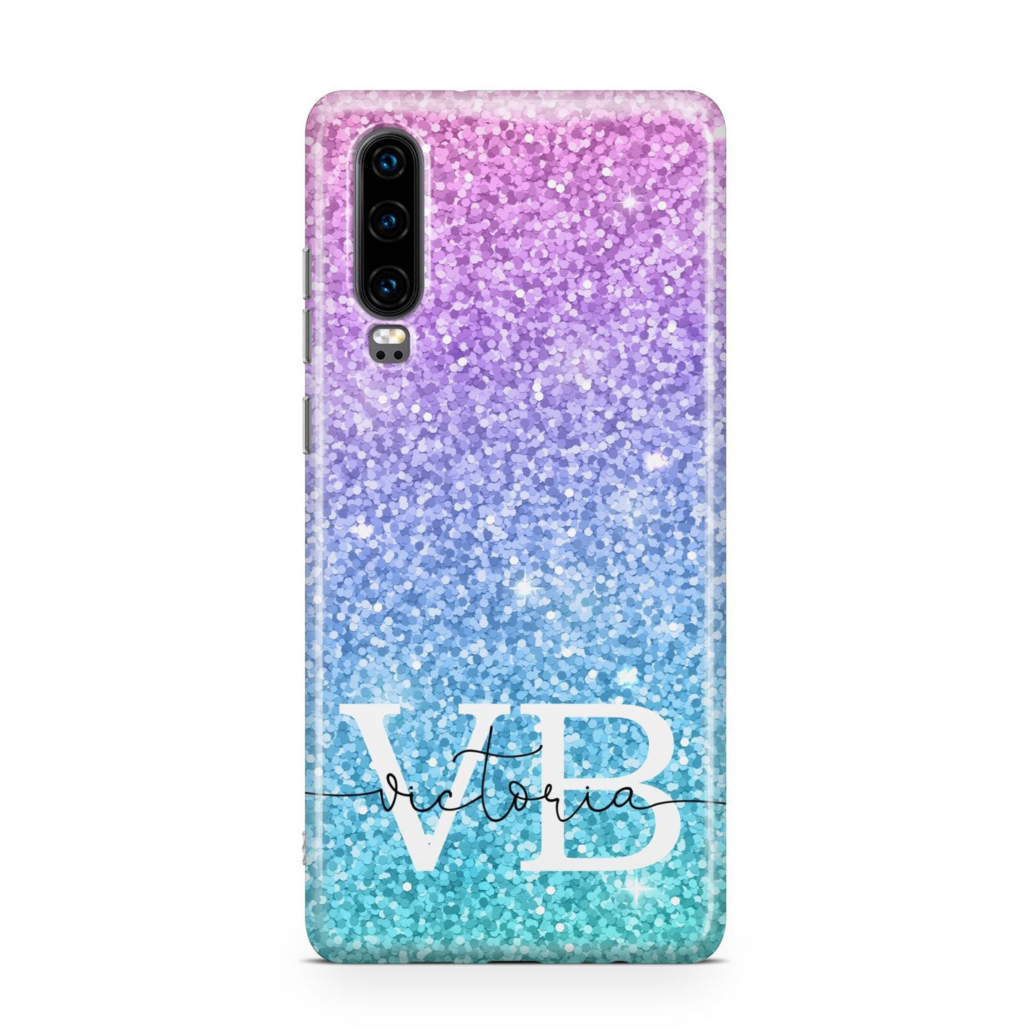 Monogrammed Multi Colour Glitter Name Huawei P30 Phone Case