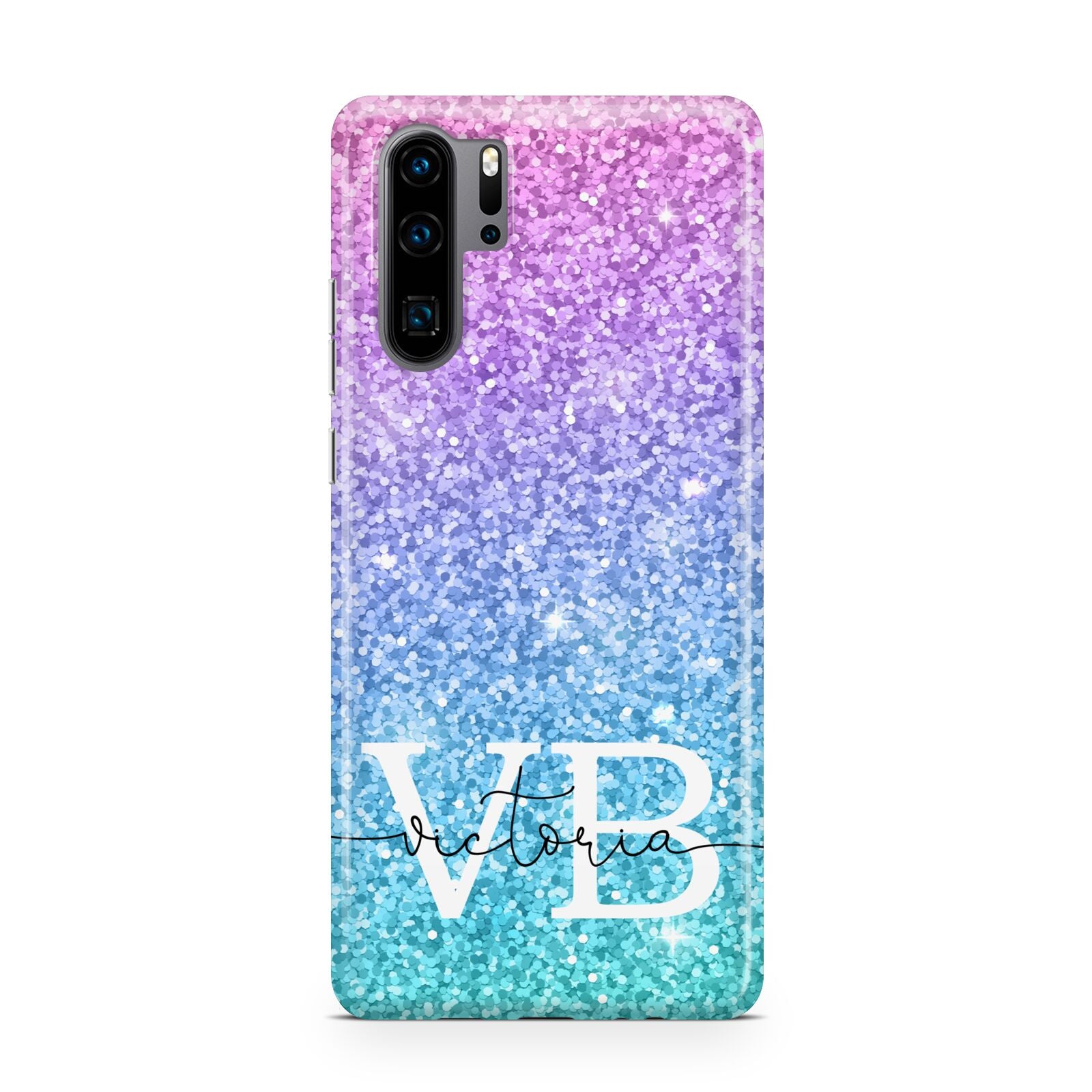 Monogrammed Multi Colour Glitter Name Huawei P30 Pro Phone Case