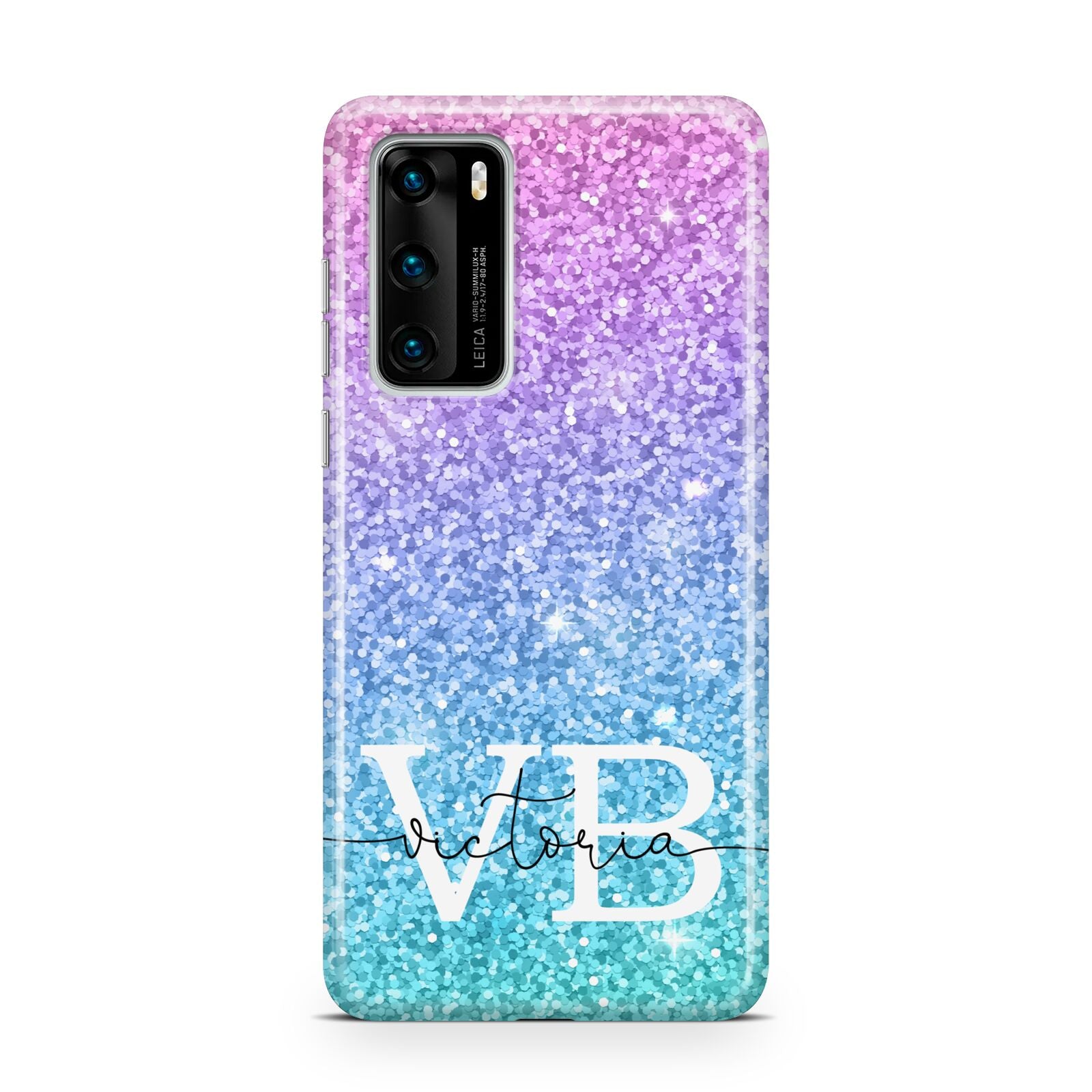 Monogrammed Multi Colour Glitter Name Huawei P40 Phone Case