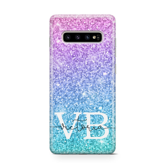 Monogrammed Multi Colour Glitter Name Protective Samsung Galaxy Case