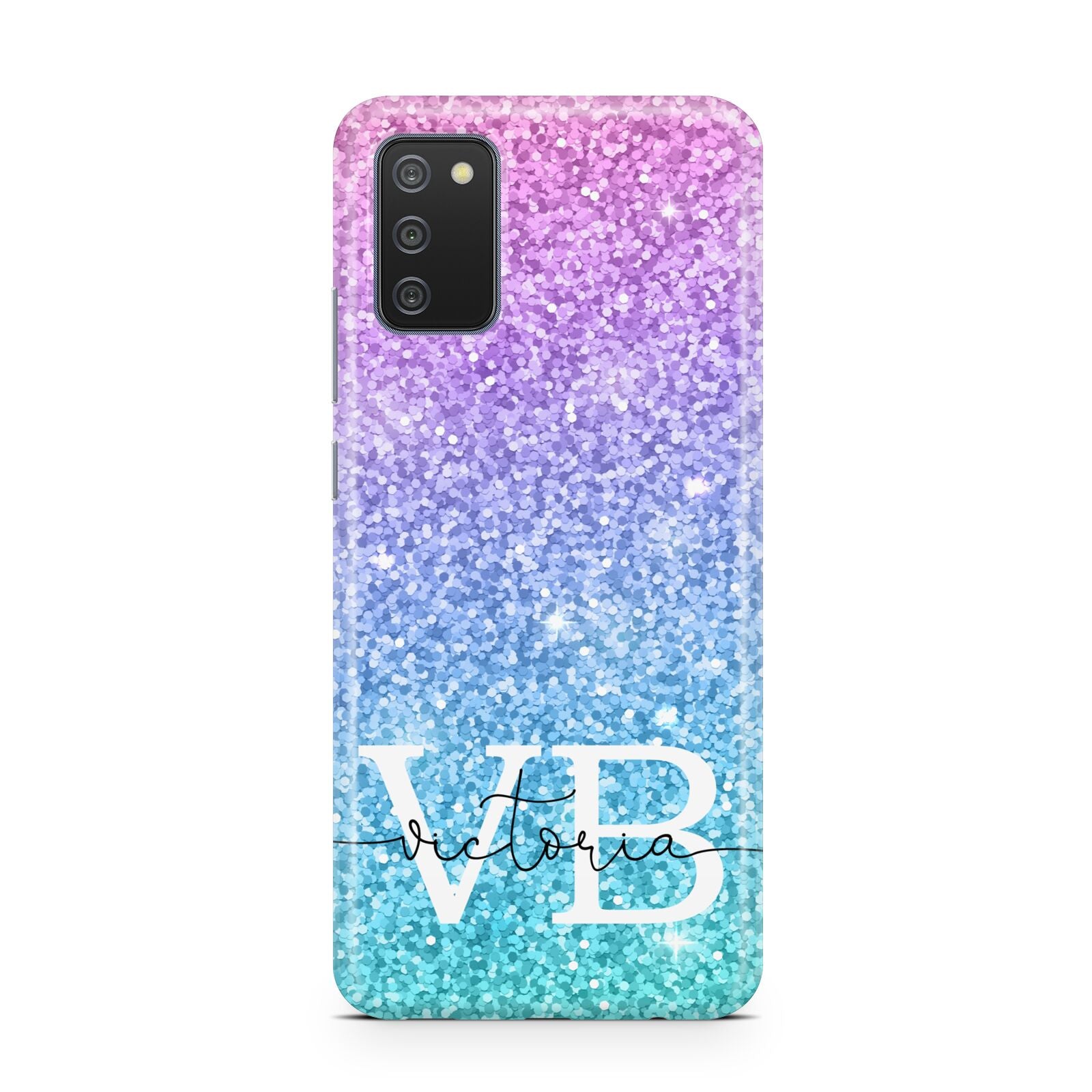 Monogrammed Multi Colour Glitter Name Samsung A02s Case