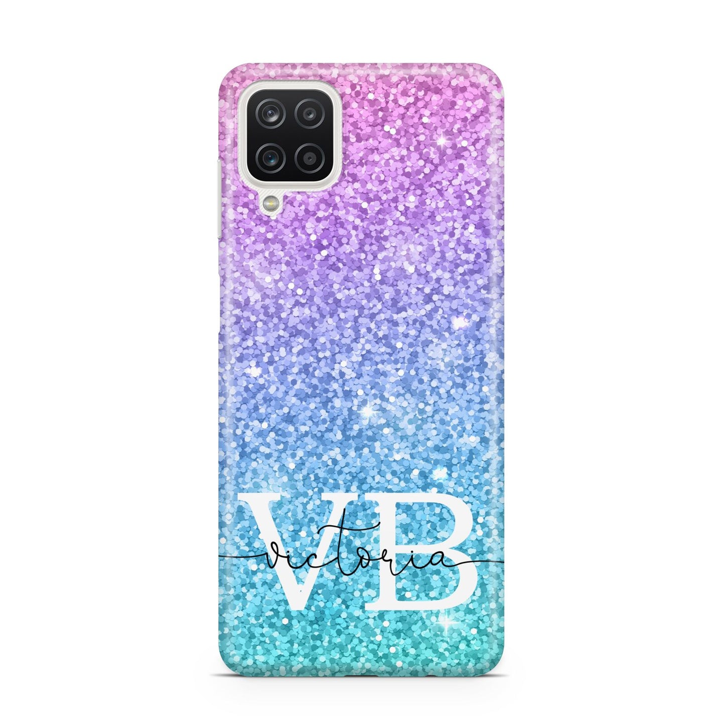 Monogrammed Multi Colour Glitter Name Samsung A12 Case