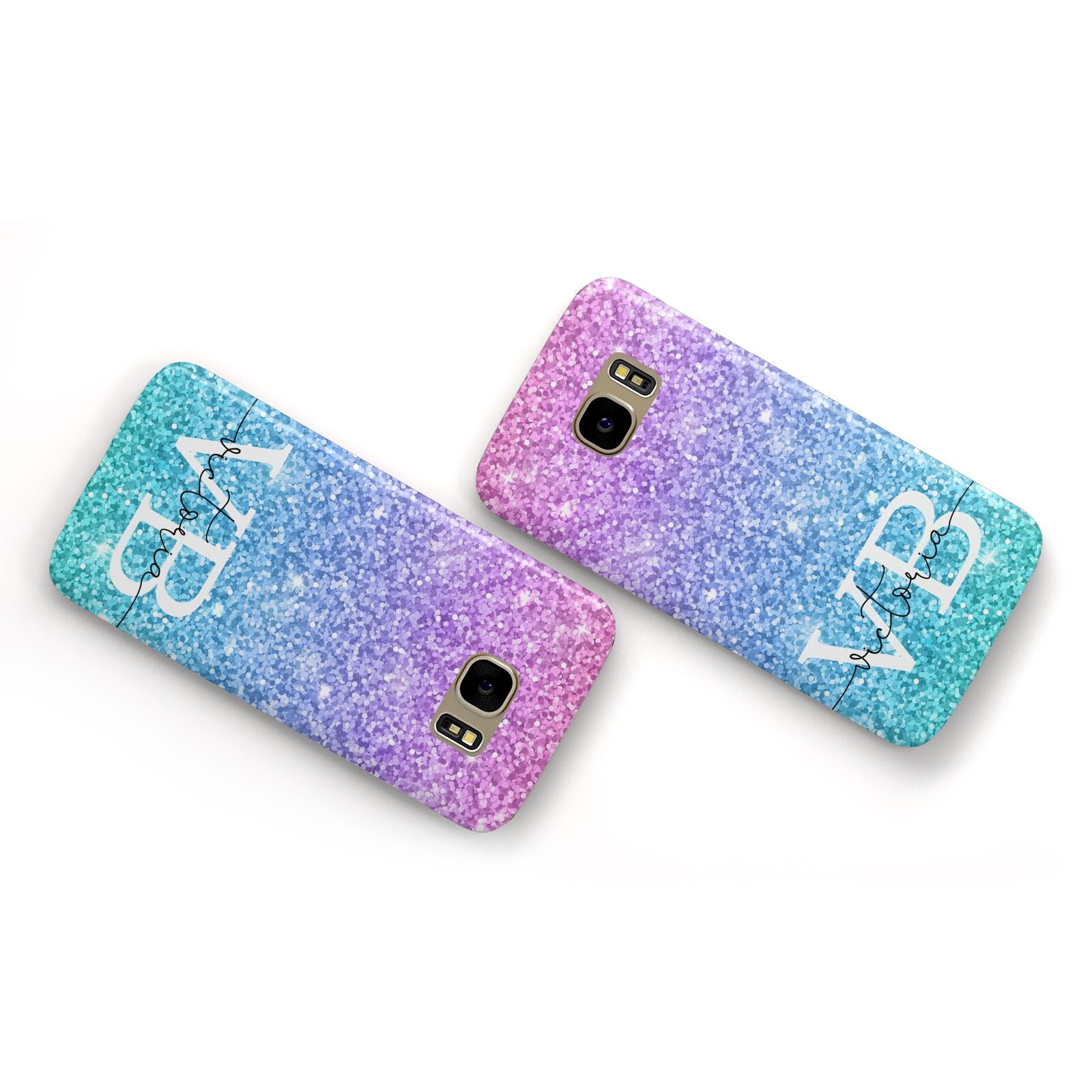 Monogrammed Multi Colour Glitter Name Samsung Galaxy Case Flat Overview