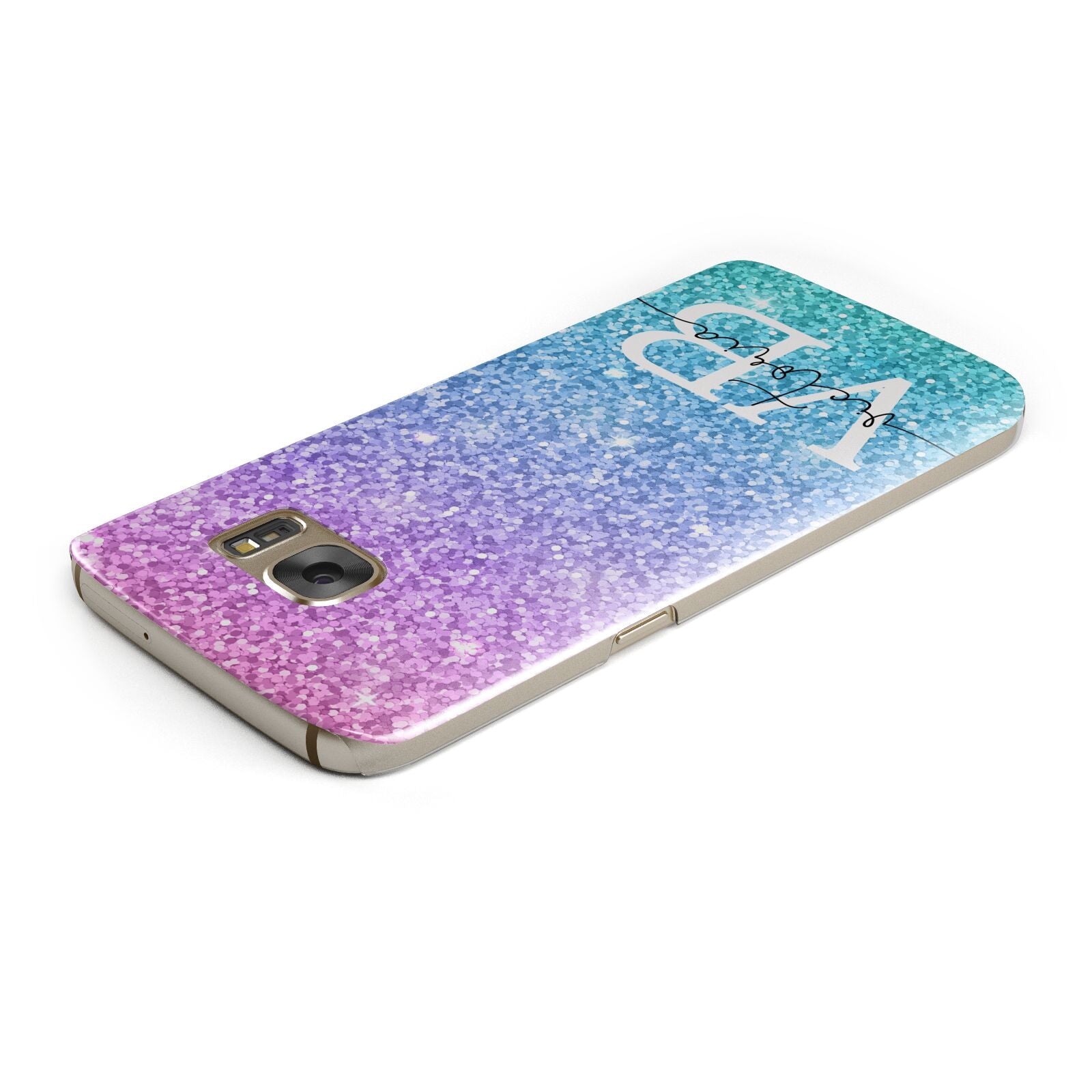 Monogrammed Multi Colour Glitter Name Samsung Galaxy Case Top Cutout