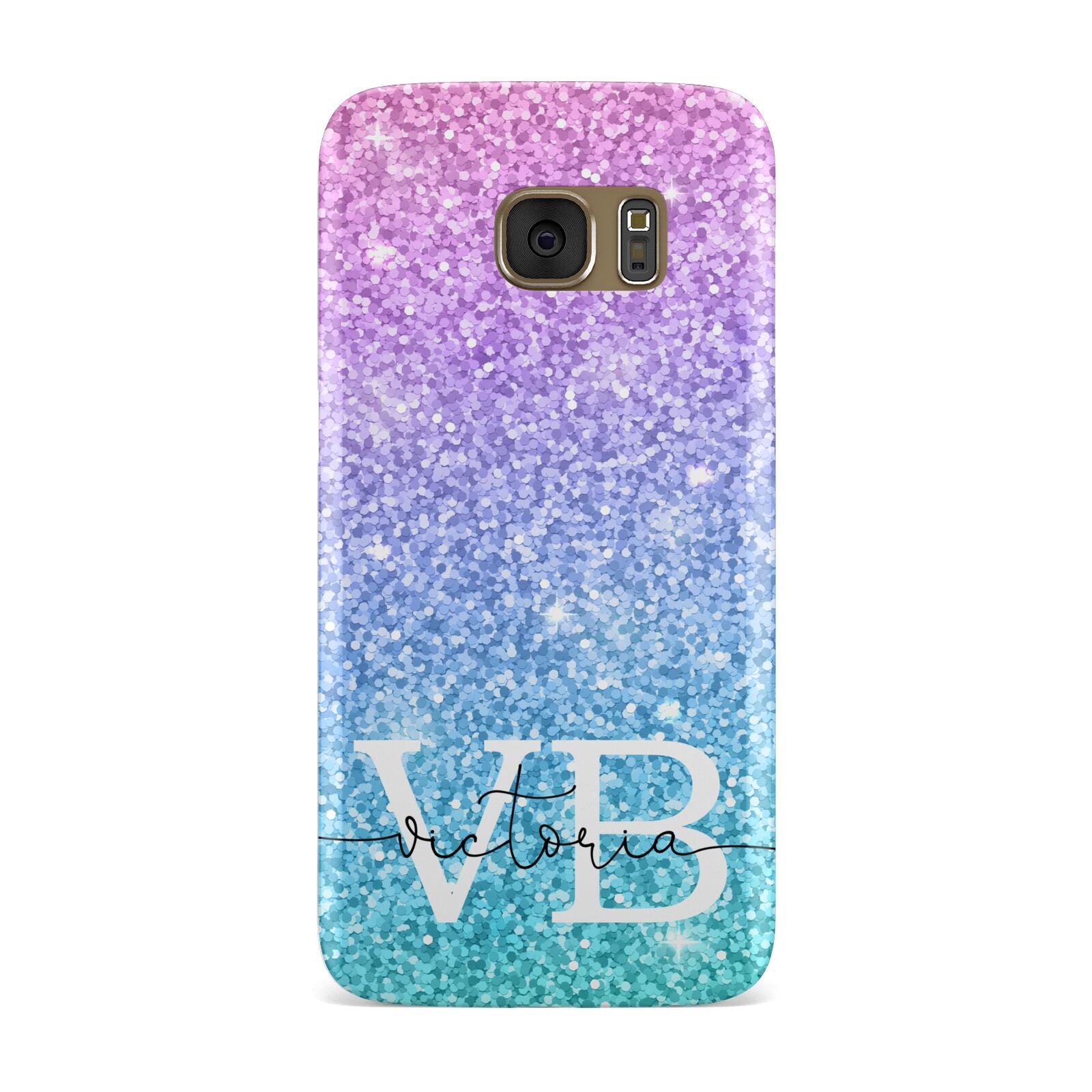 Monogrammed Multi Colour Glitter Name Samsung Galaxy Case