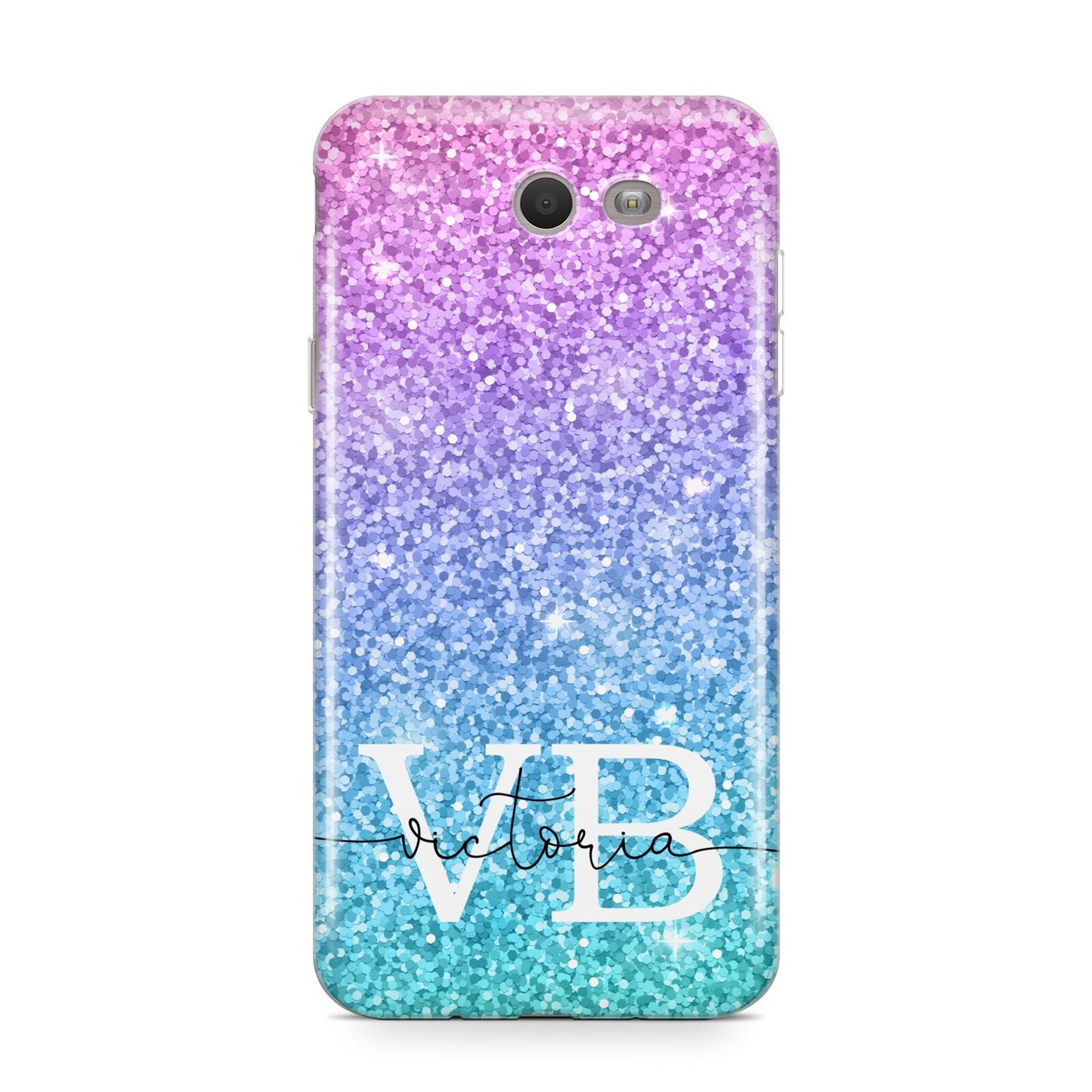 Monogrammed Multi Colour Glitter Name Samsung Galaxy J7 2017 Case