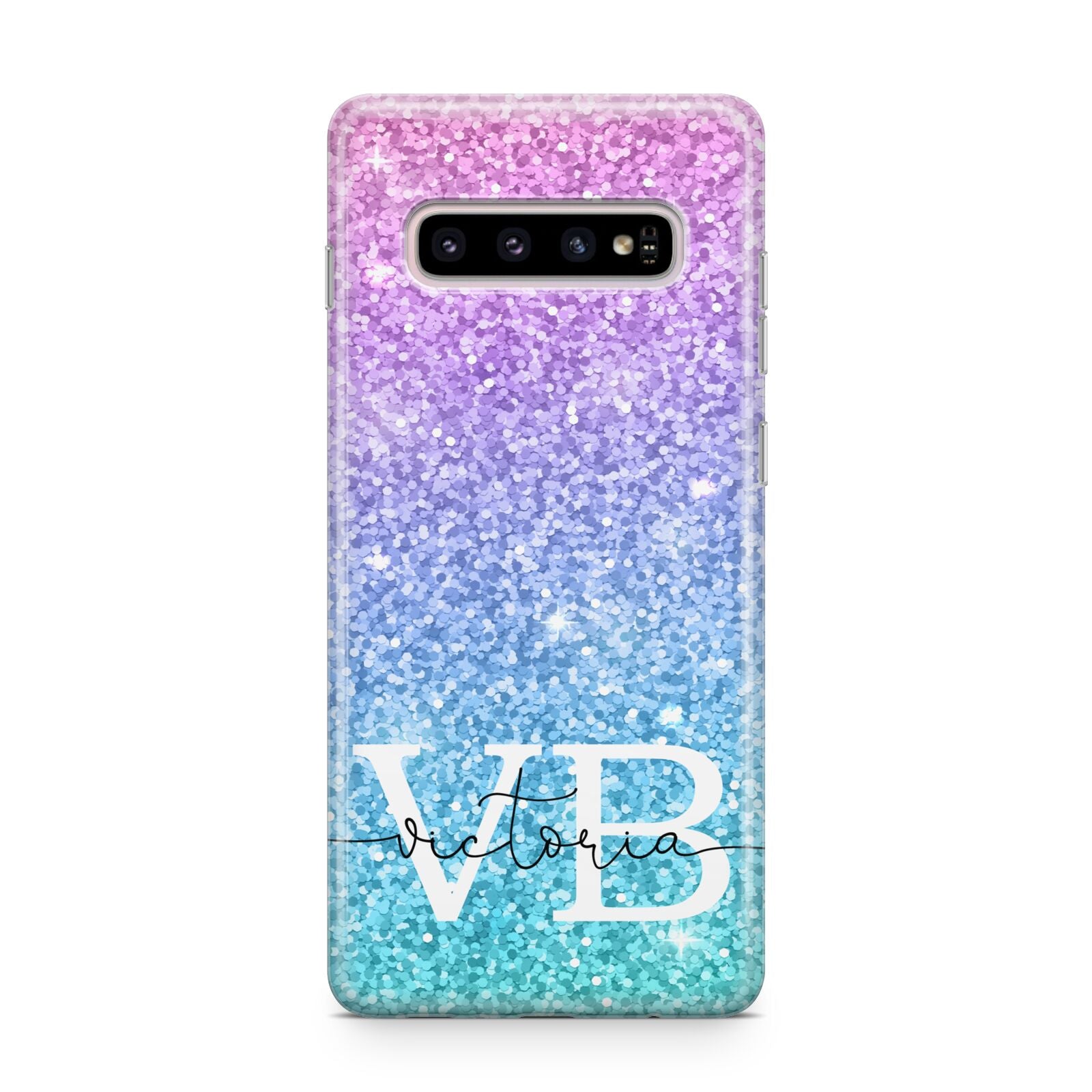 Monogrammed Multi Colour Glitter Name Samsung Galaxy S10 Plus Case