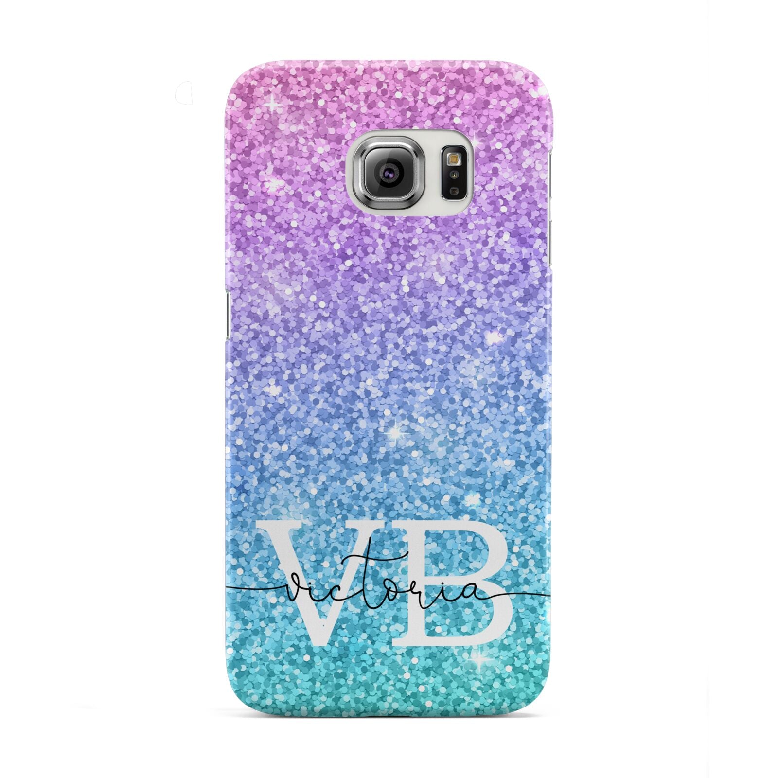 Monogrammed Multi Colour Glitter Name Samsung Galaxy S6 Edge Case