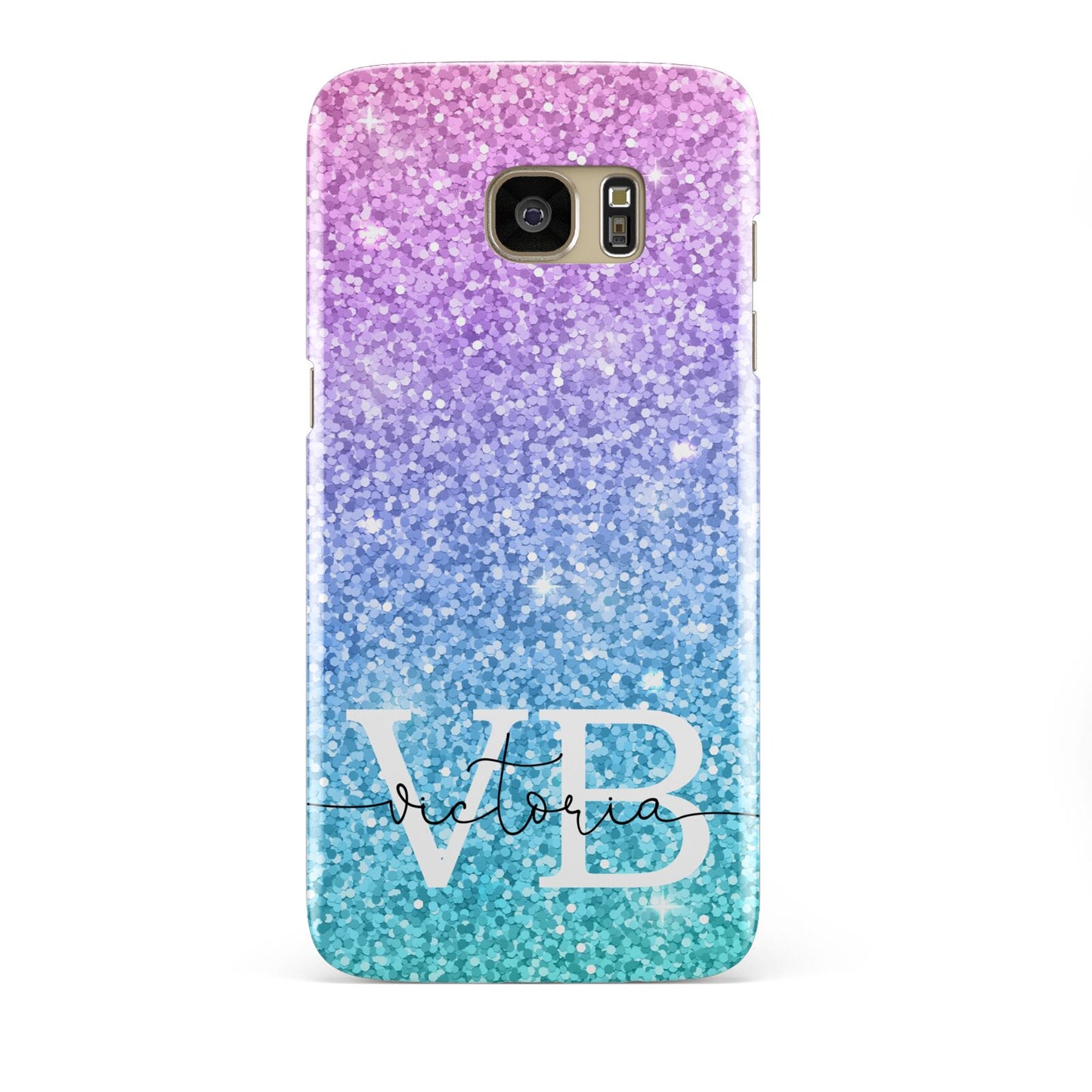 Monogrammed Multi Colour Glitter Name Samsung Galaxy S7 Edge Case