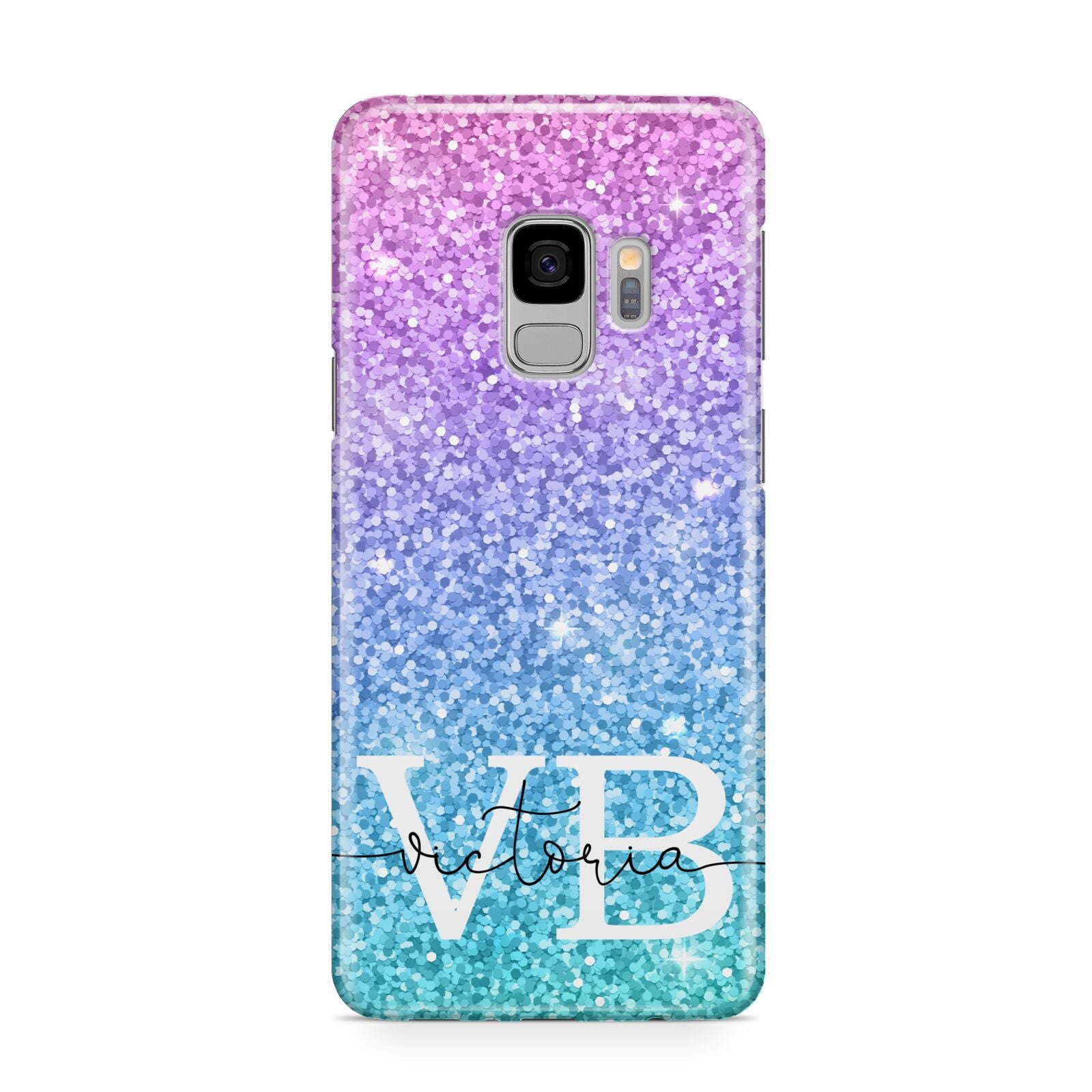 Monogrammed Multi Colour Glitter Name Samsung Galaxy S9 Case