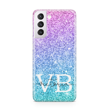 Monogrammed Multi Colour Glitter Name Samsung S21 Case