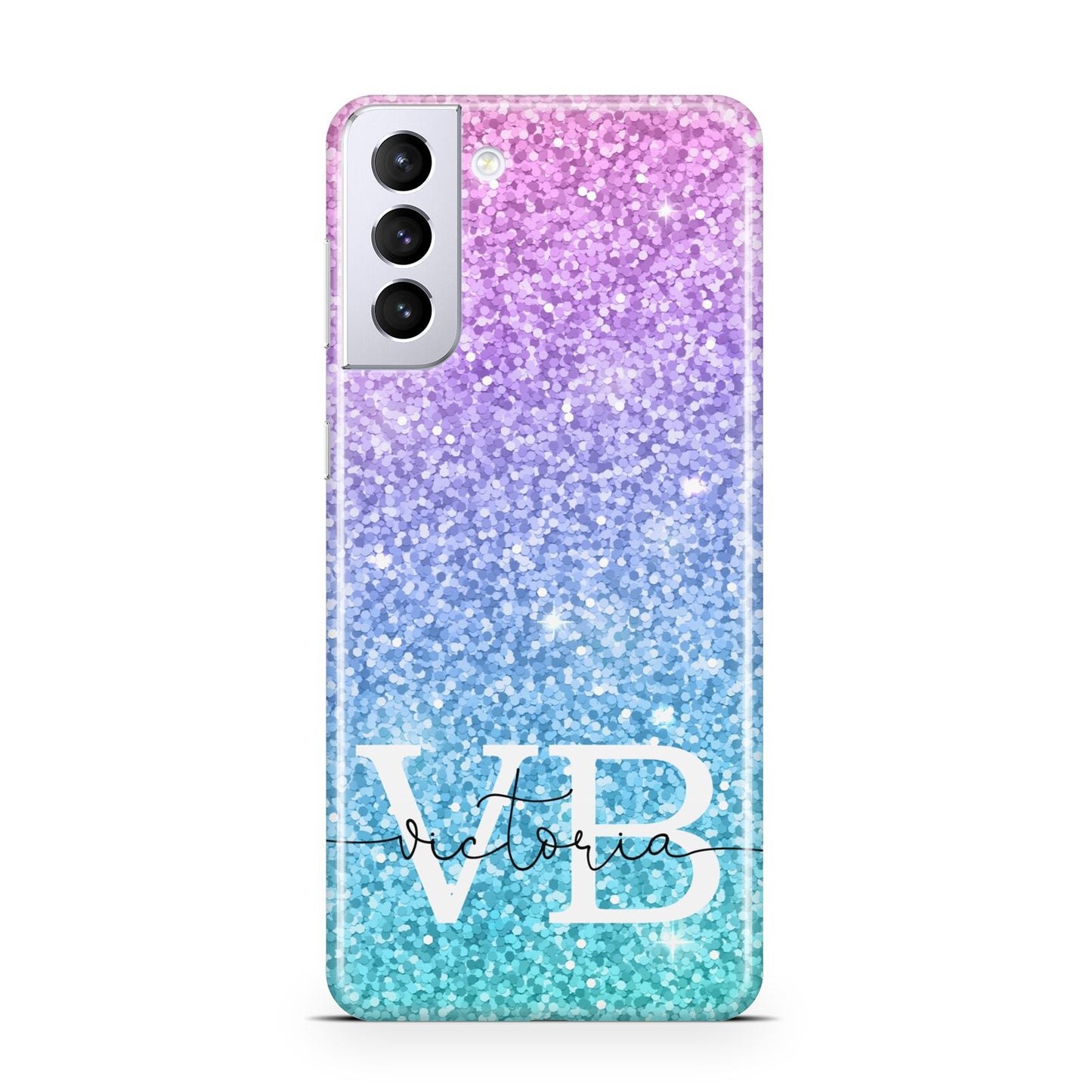 Monogrammed Multi Colour Glitter Name Samsung S21 Plus Case