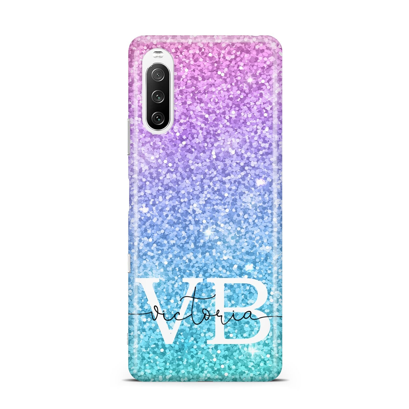 Monogrammed Multi Colour Glitter Name Sony Xperia 10 III Case