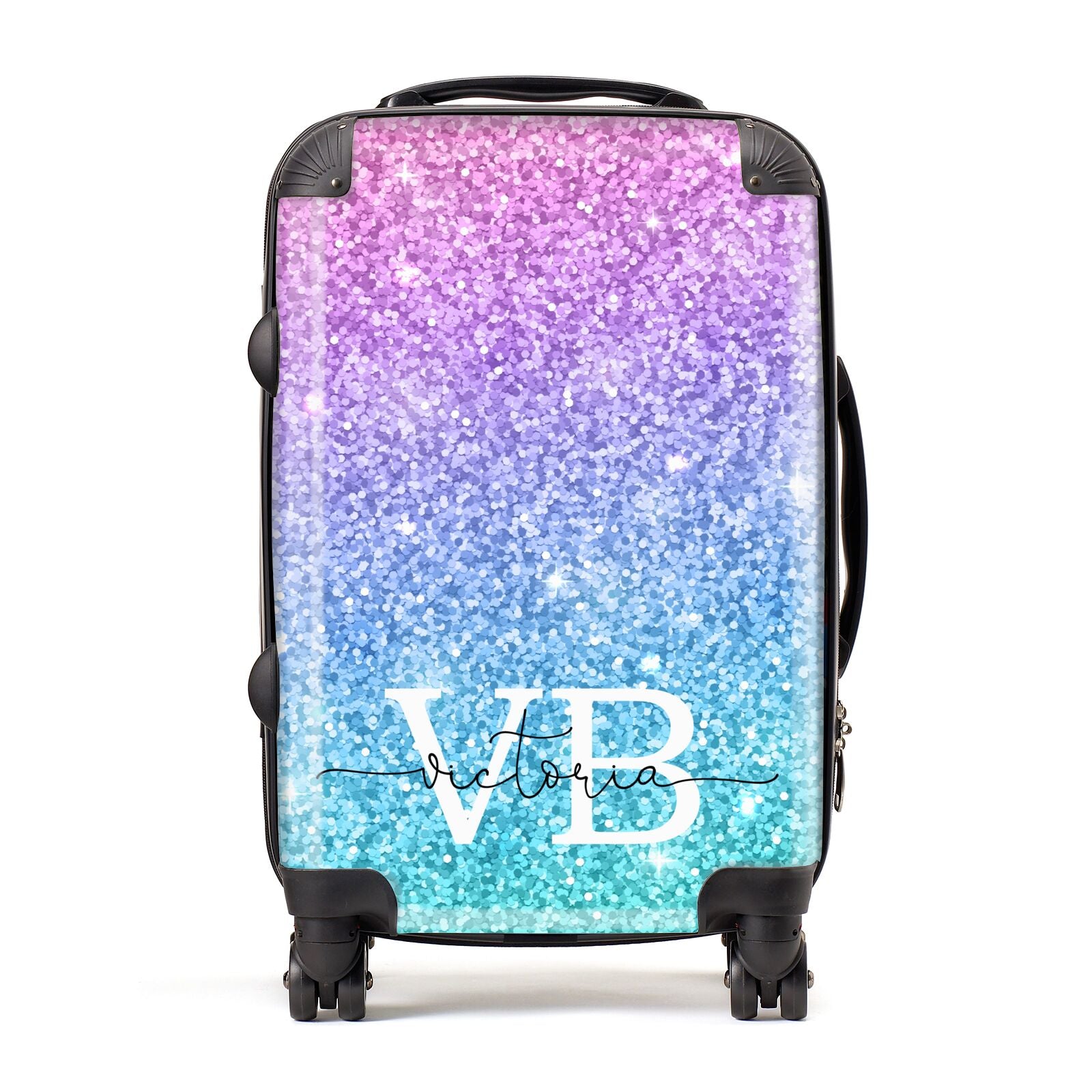 Monogrammed Multi Colour Glitter Name Suitcase