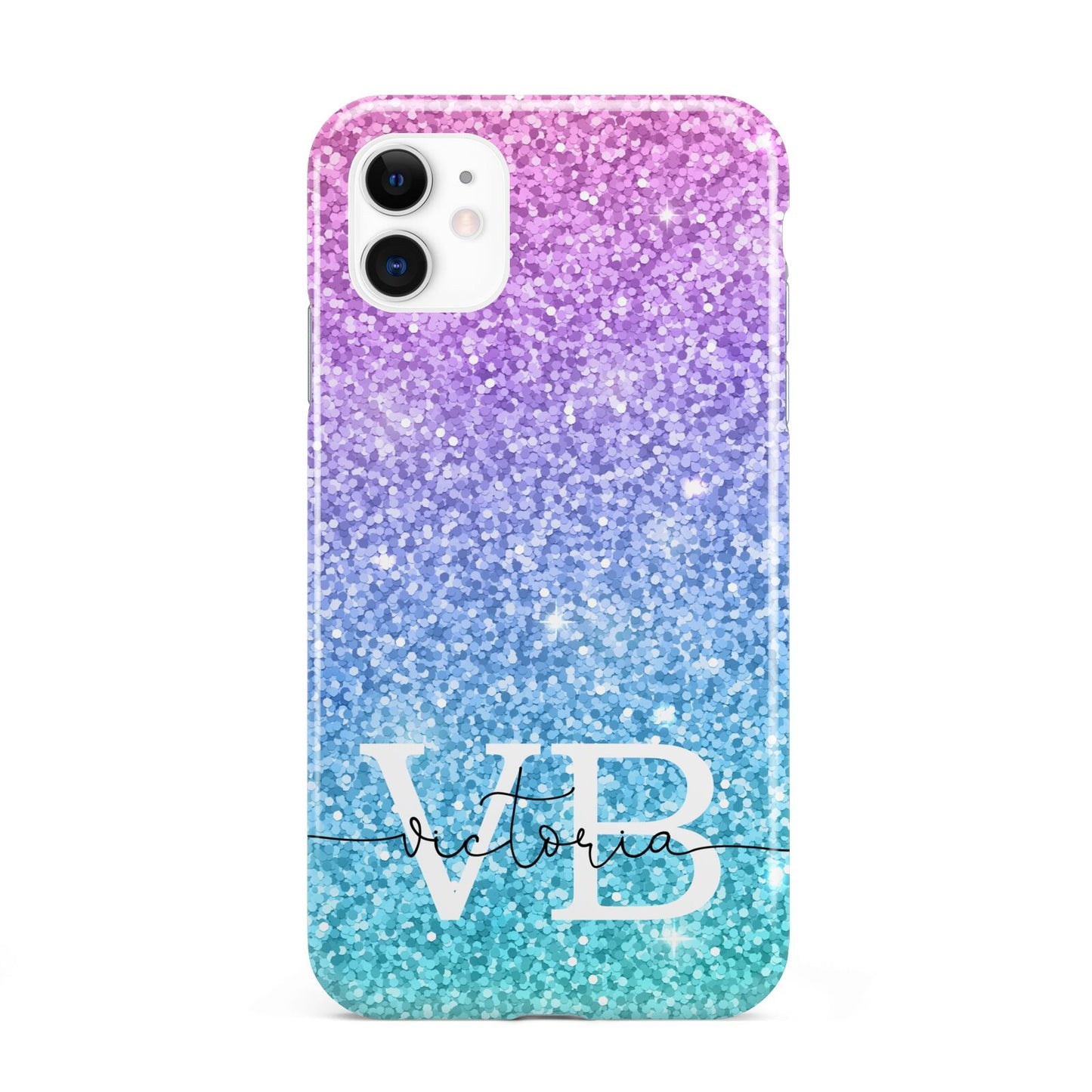 Monogrammed Multi Colour Glitter Name iPhone 11 3D Tough Case