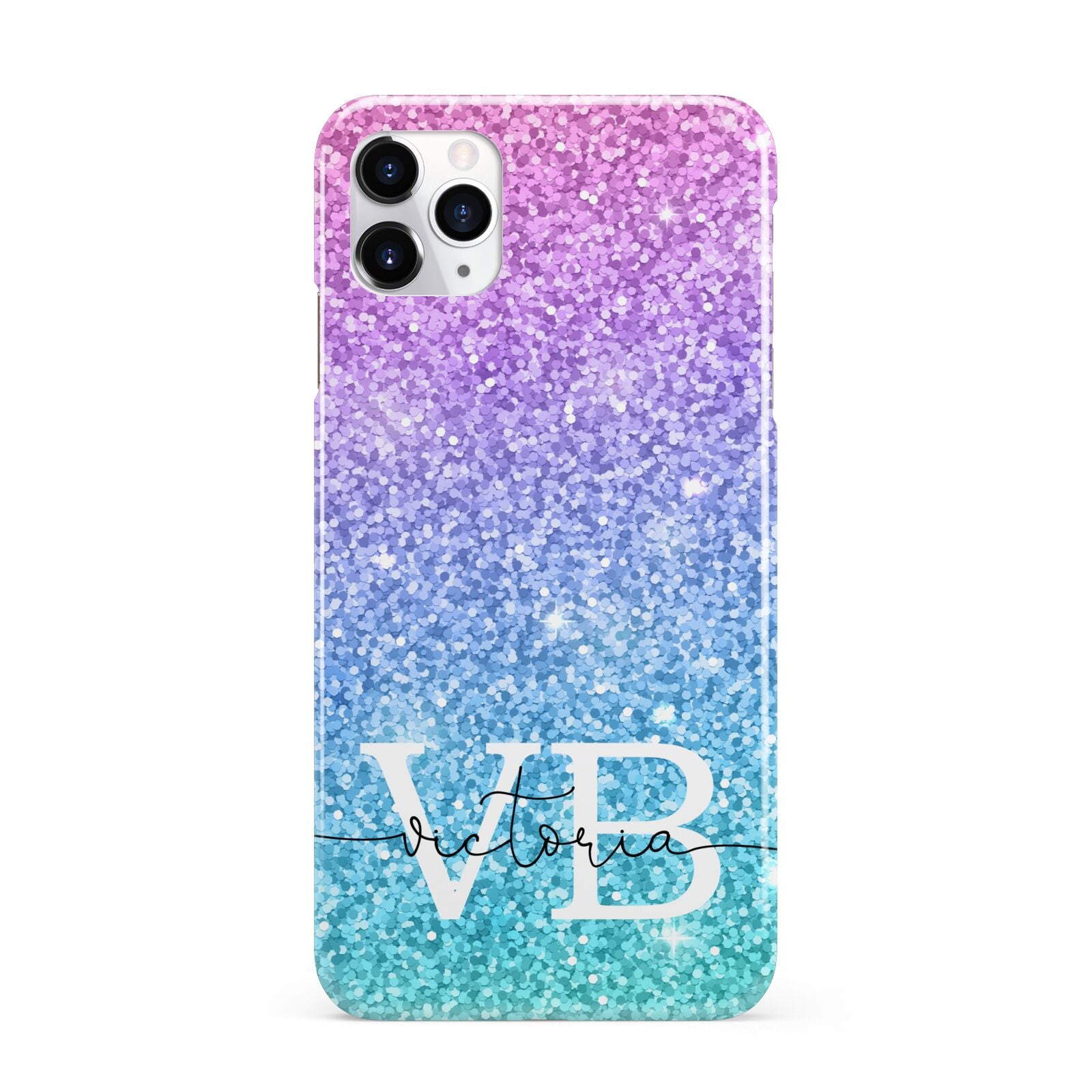 Monogrammed Multi Colour Glitter Name iPhone 11 Pro Max 3D Snap Case