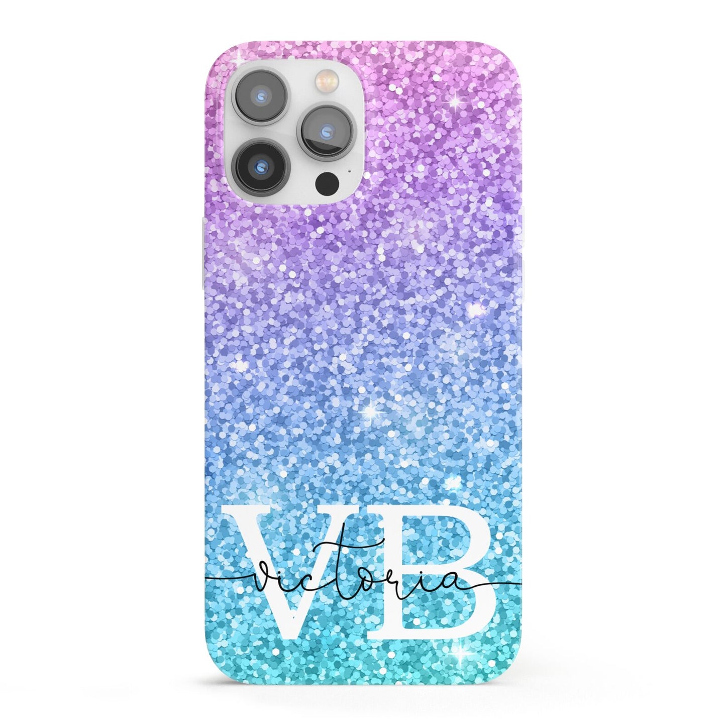 Monogrammed Multi Colour Glitter Name iPhone 13 Pro Max Full Wrap 3D Snap Case