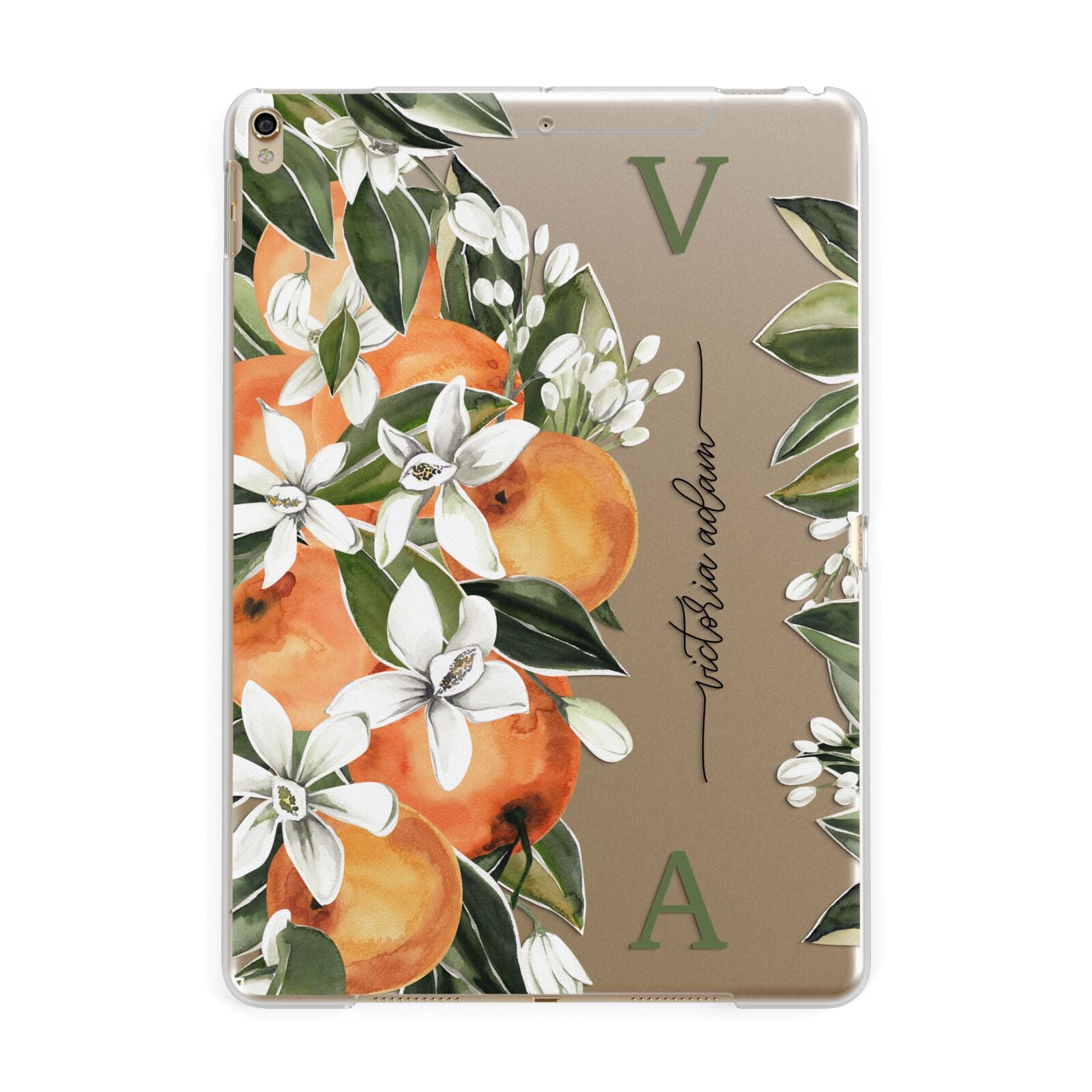 Monogrammed Orange Tree Apple iPad Gold Case