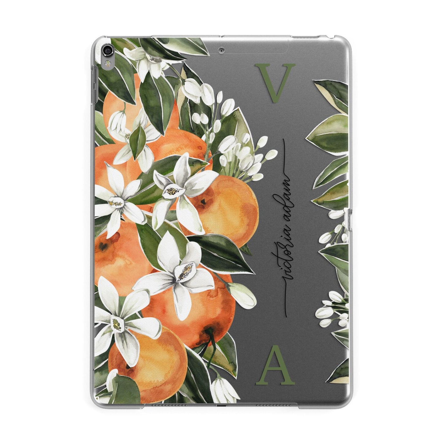 Monogrammed Orange Tree Apple iPad Grey Case