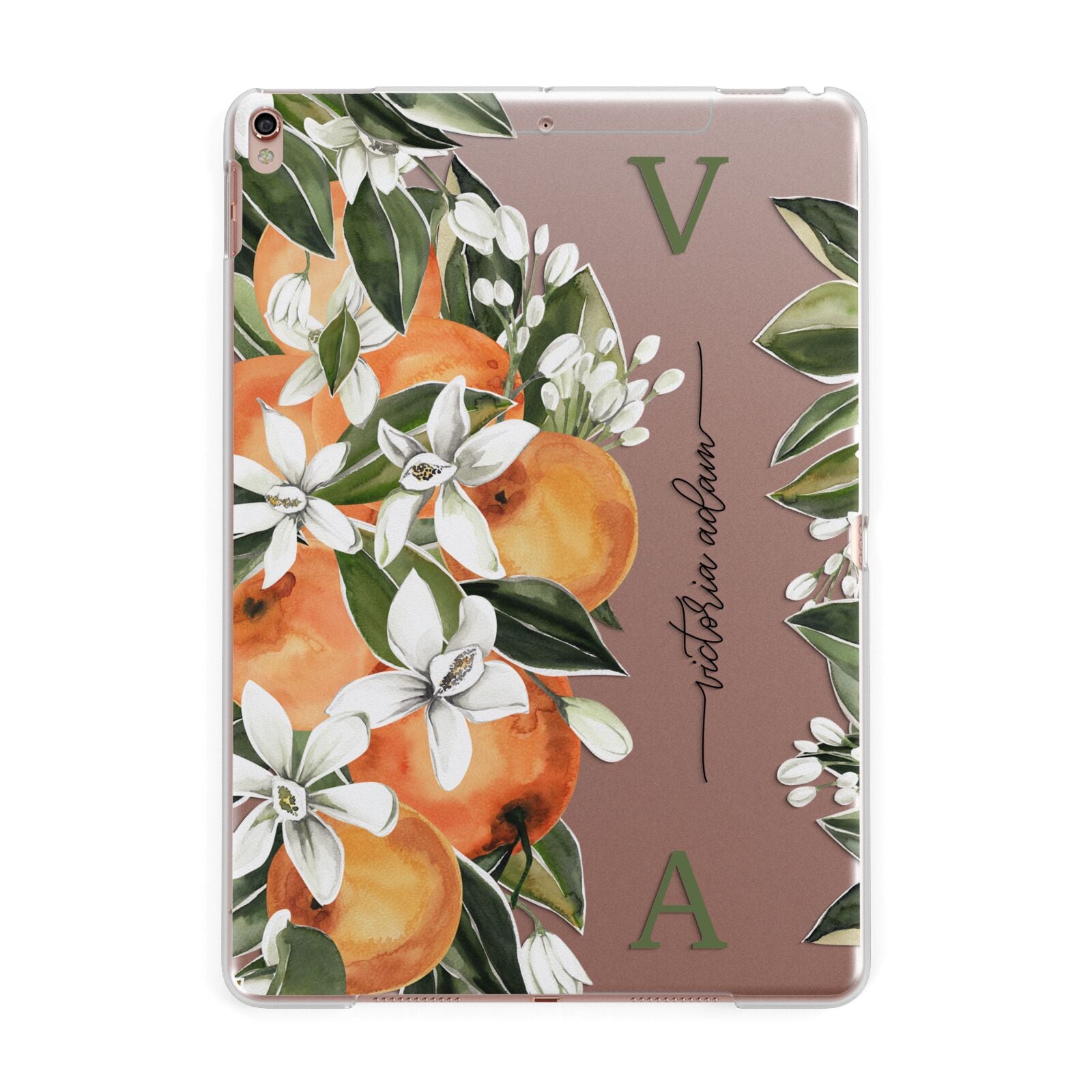 Monogrammed Orange Tree Apple iPad Rose Gold Case