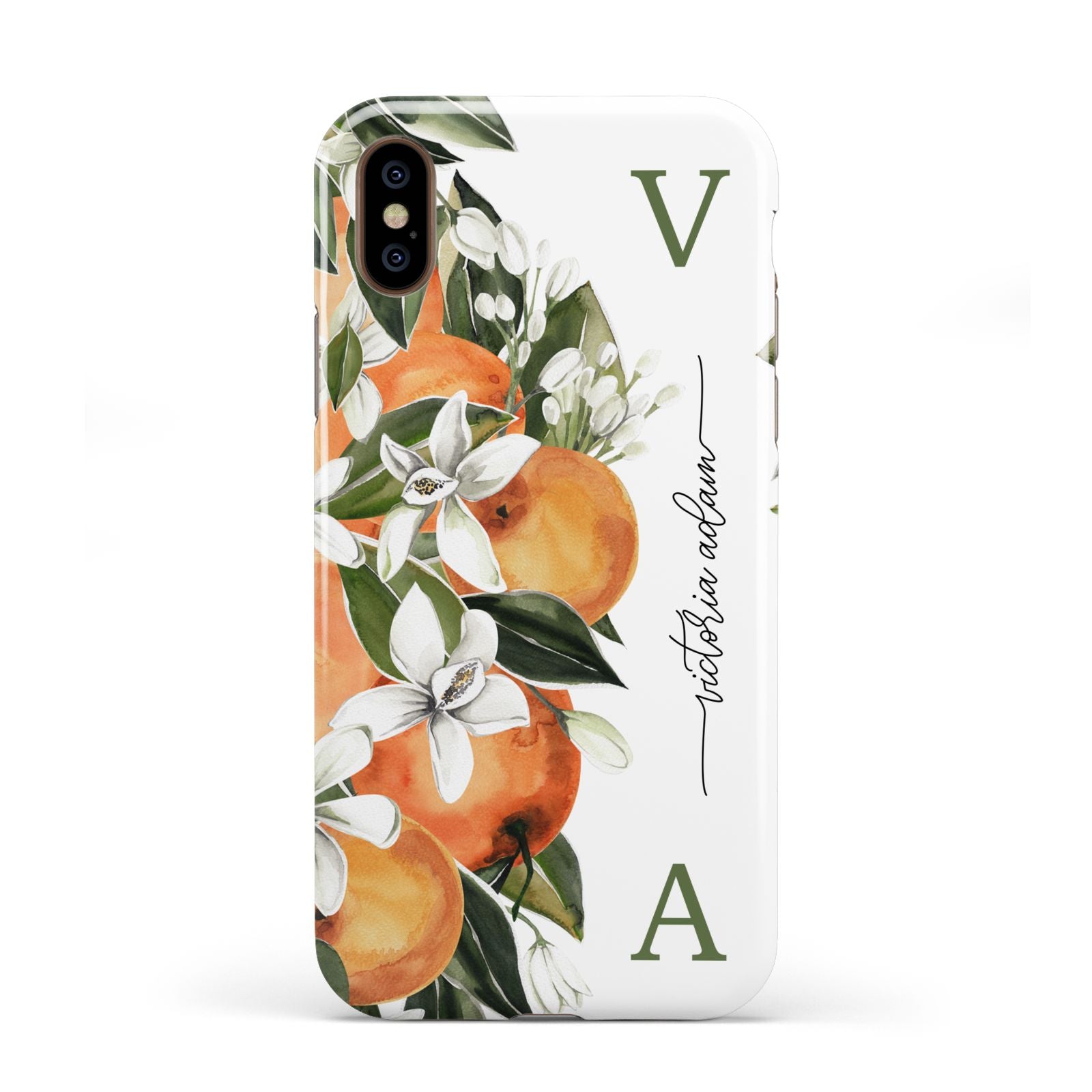 Monogrammed Orange Tree Apple iPhone XS 3D Tough