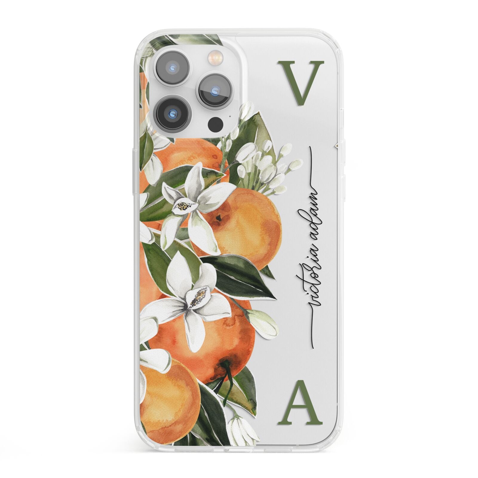 Monogrammed Orange Tree iPhone 13 Pro Max Clear Bumper Case