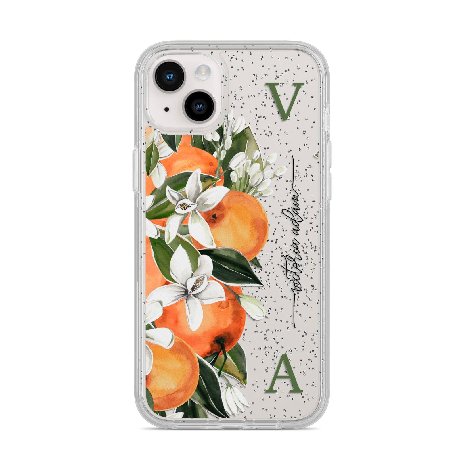 Monogrammed Orange Tree iPhone 14 Plus Glitter Tough Case Starlight