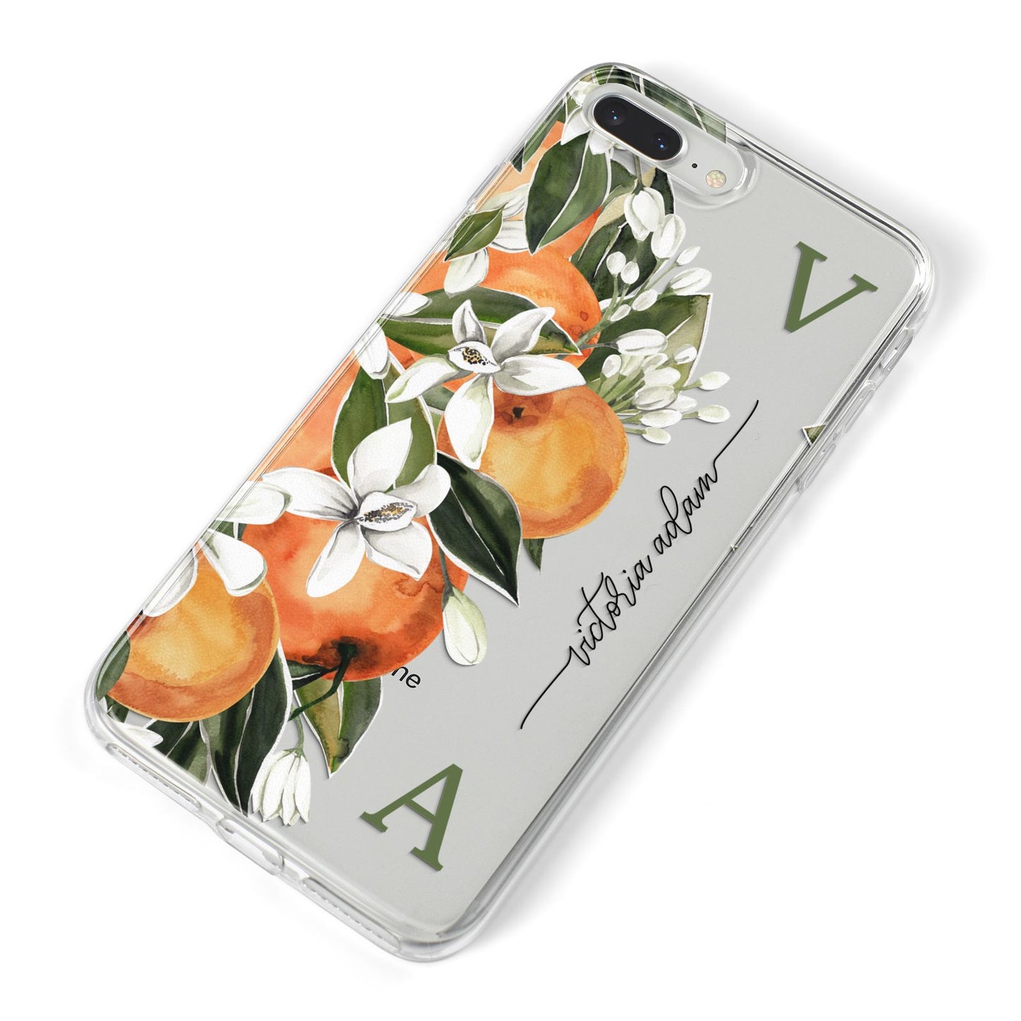 Monogrammed Orange Tree iPhone 8 Plus Bumper Case on Silver iPhone Alternative Image