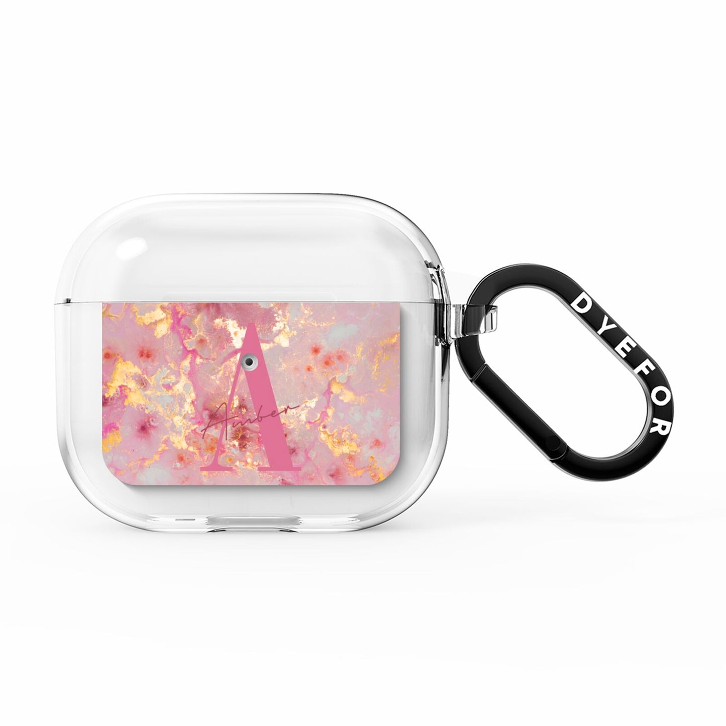 Monogrammed Pink Gold Marble AirPods Clear Case 3rd Gen