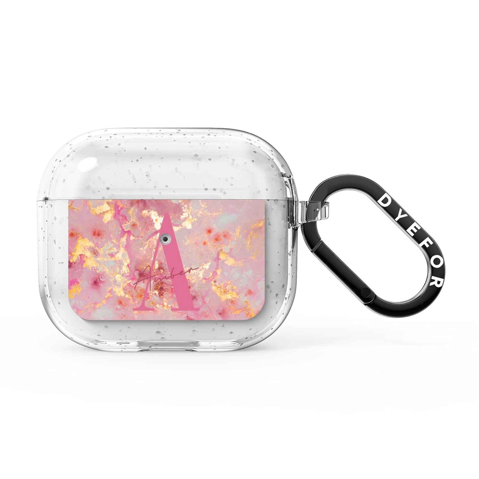 Monogrammed Pink Gold Marble AirPods Glitter Case 3rd Gen