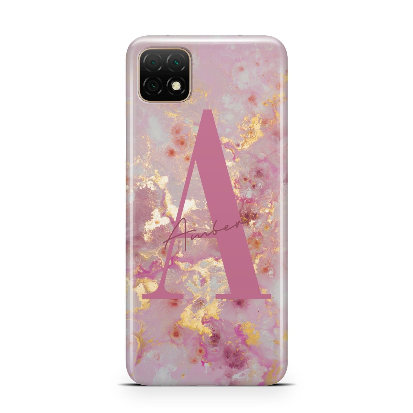 Monogrammed Pink Gold Marble Huawei Enjoy 20 Phone Case