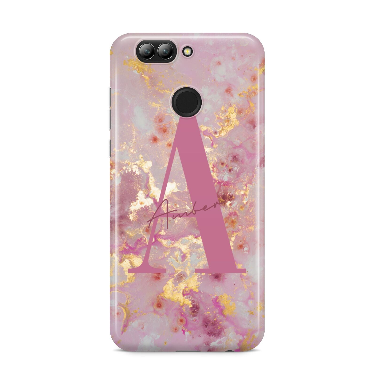 Monogrammed Pink Gold Marble Huawei Nova 2s Phone Case