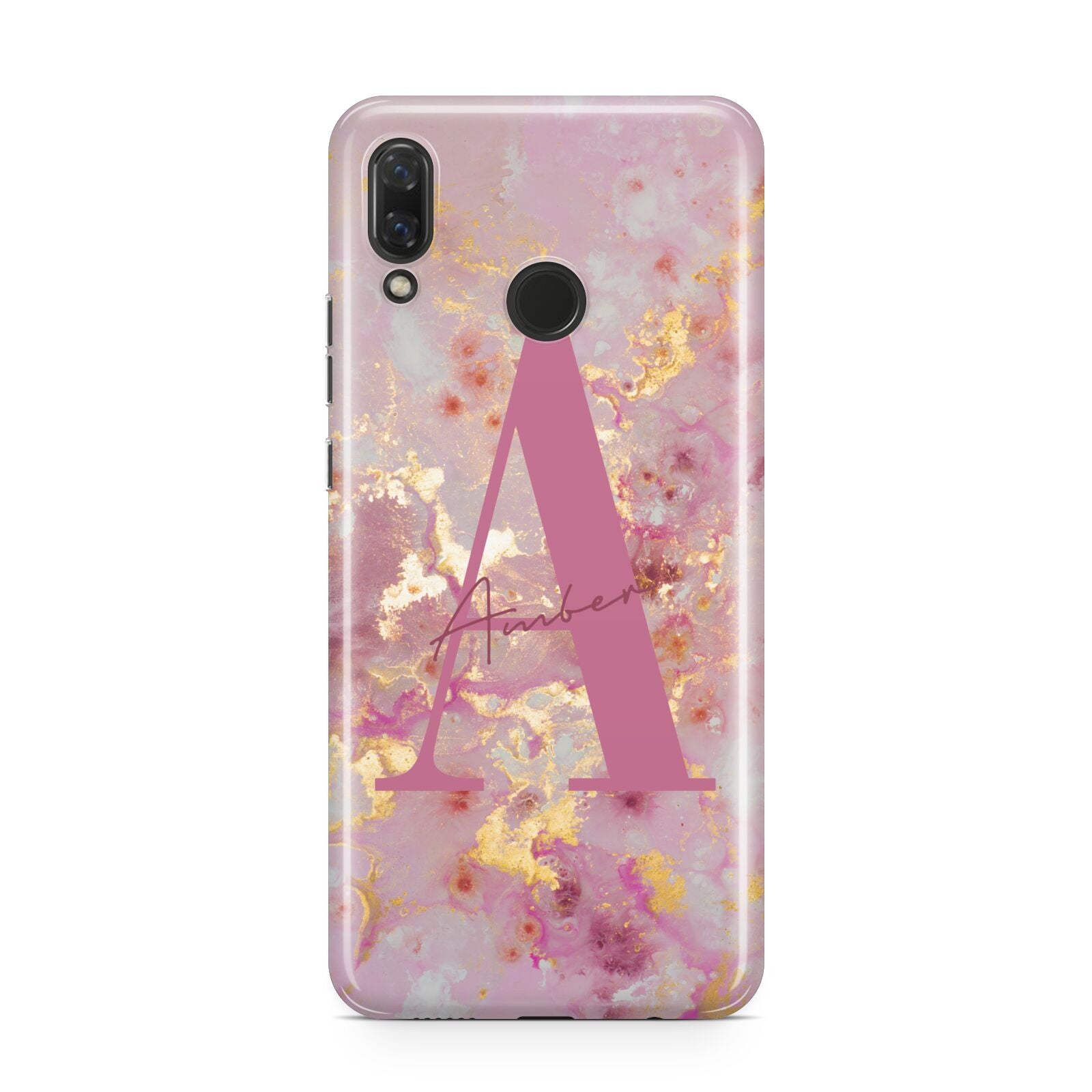 Monogrammed Pink Gold Marble Huawei Nova 3 Phone Case