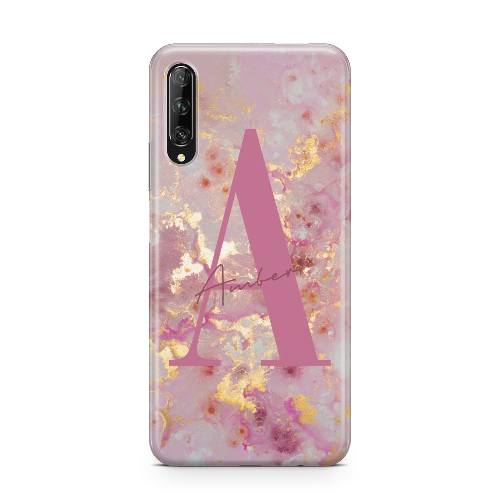 Monogrammed Pink Gold Marble Huawei P Smart Pro 2019