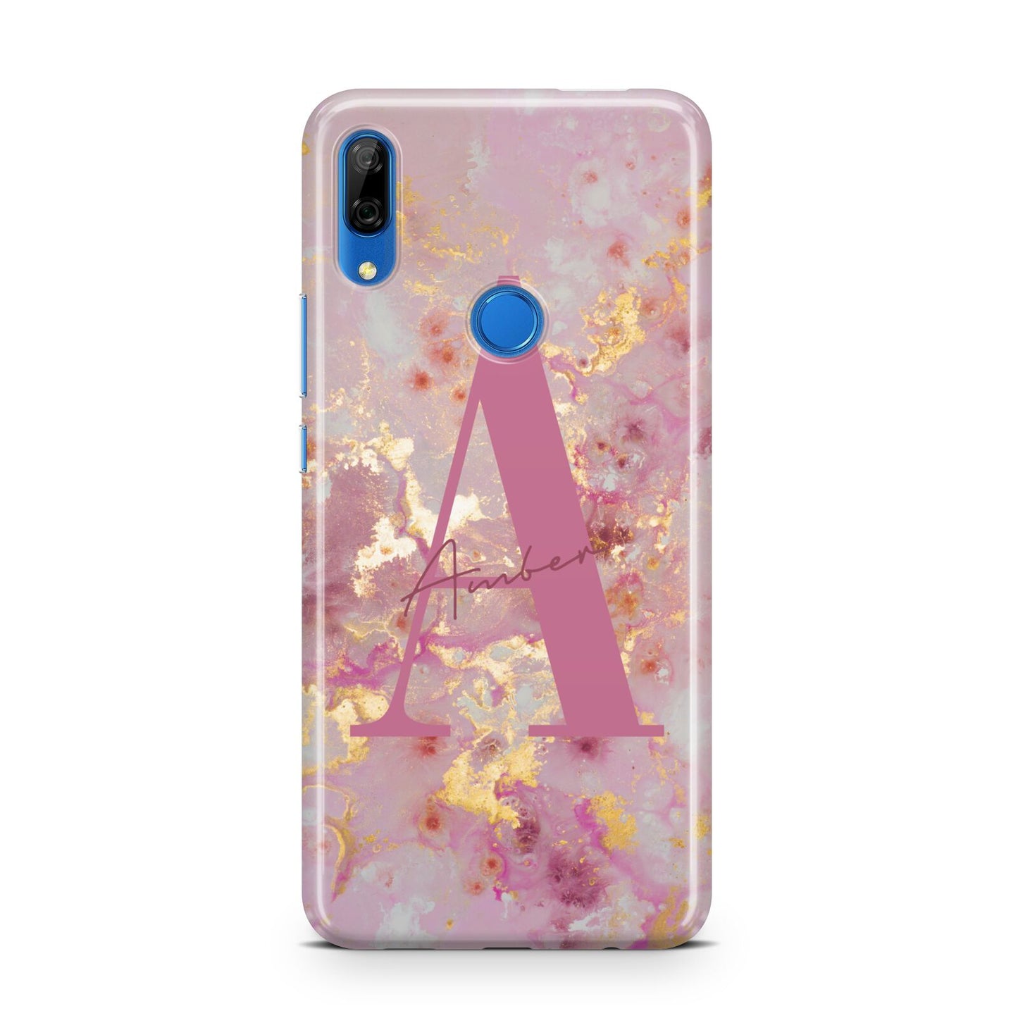 Monogrammed Pink Gold Marble Huawei P Smart Z