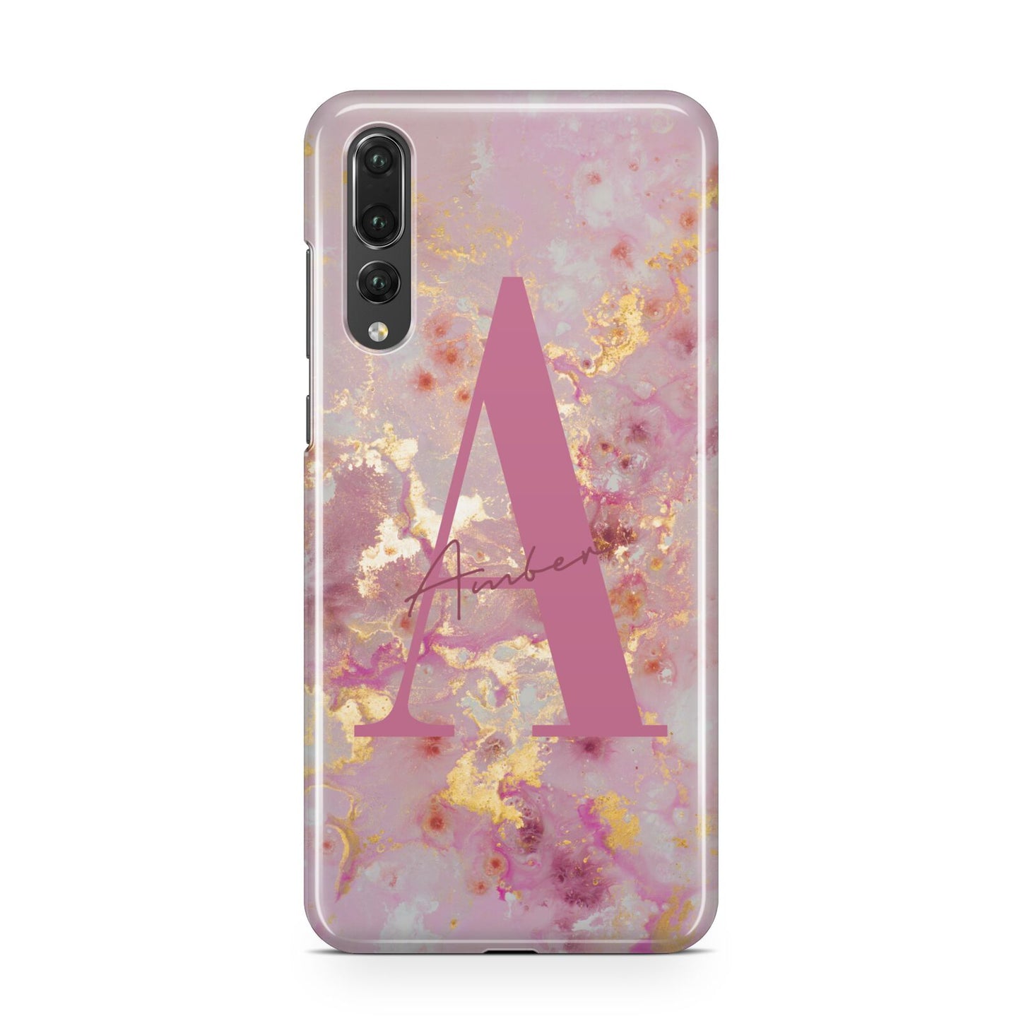 Monogrammed Pink Gold Marble Huawei P20 Pro Phone Case