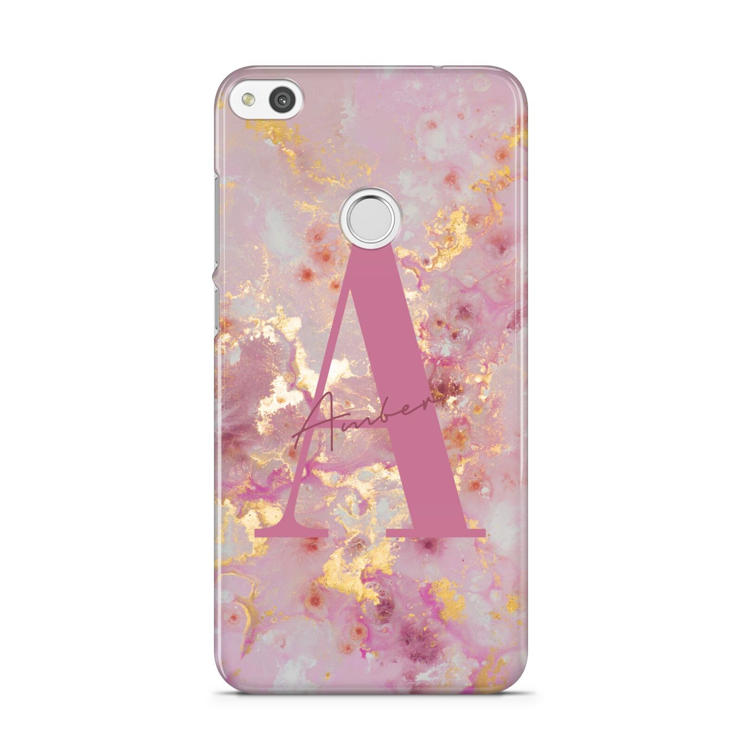 Monogrammed Pink Gold Marble Huawei P8 Lite Case