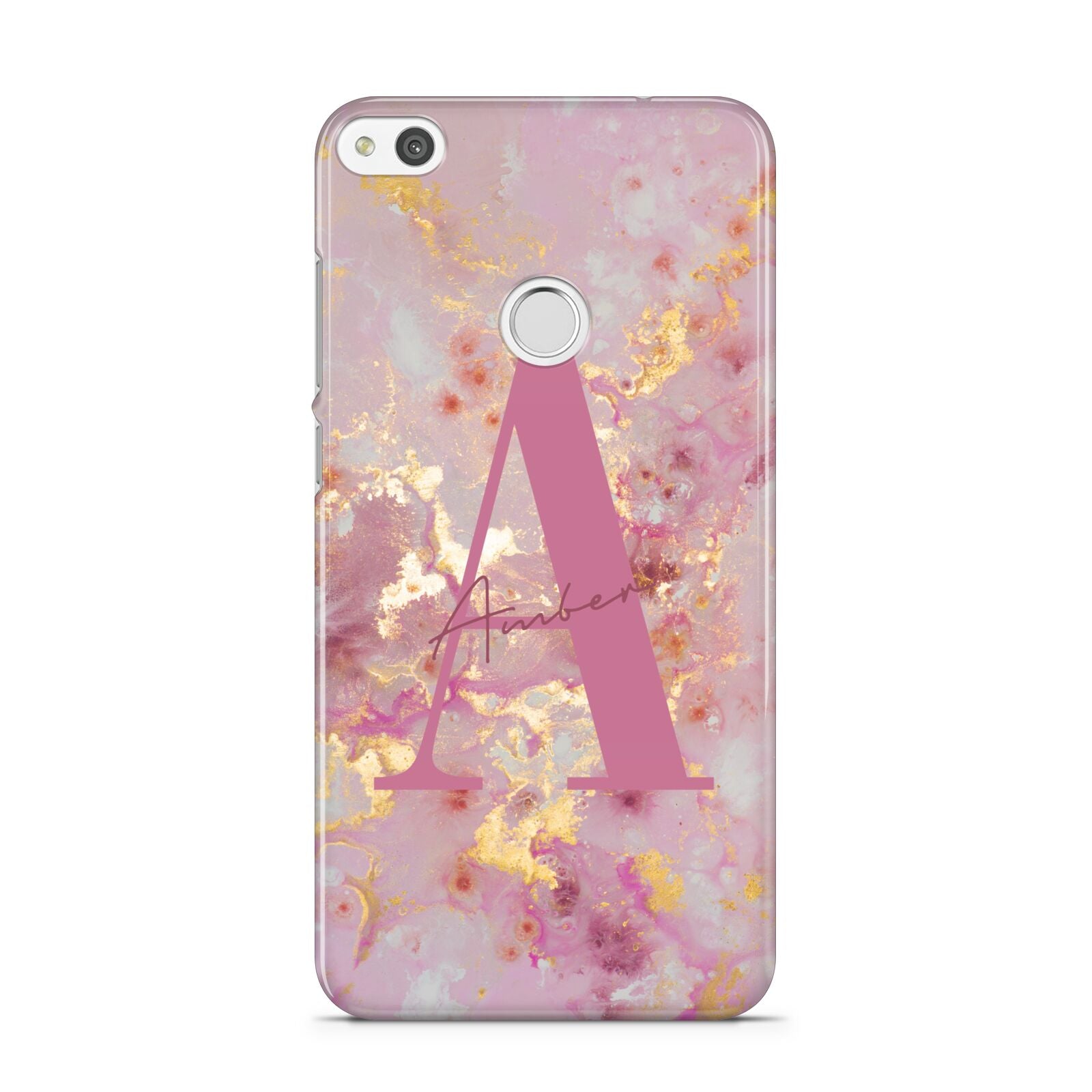 Monogrammed Pink Gold Marble Huawei P8 Lite Case