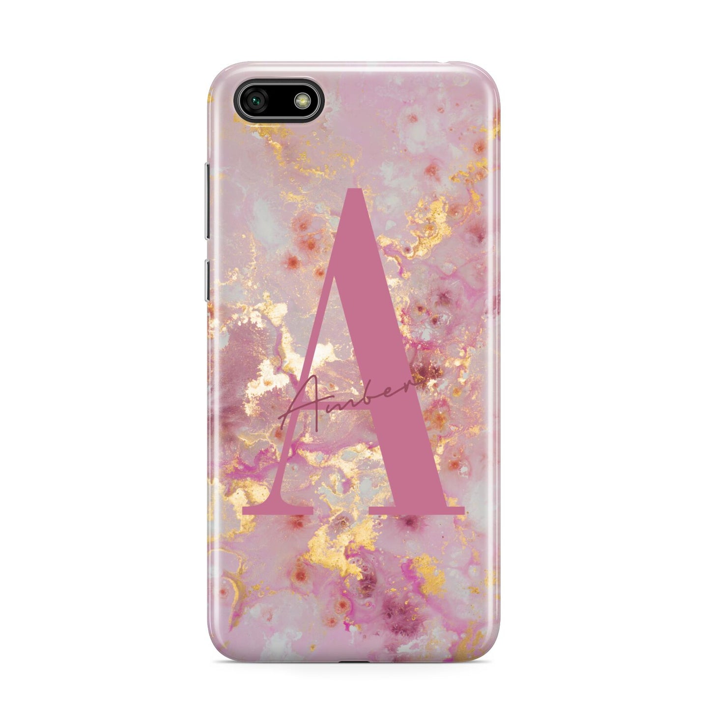 Monogrammed Pink Gold Marble Huawei Y5 Prime 2018 Phone Case