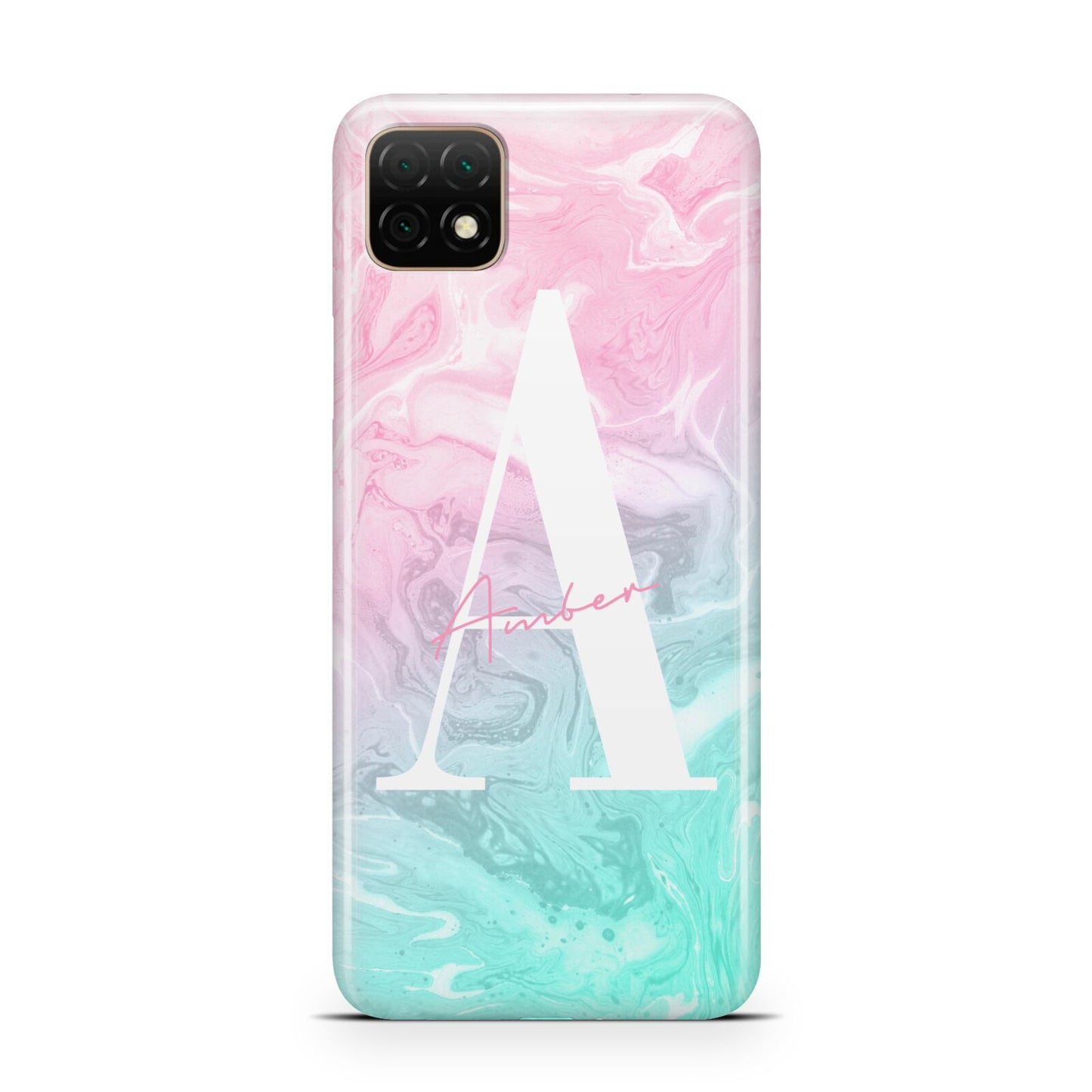 Monogrammed Pink Turquoise Pastel Marble Huawei Enjoy 20 Phone Case