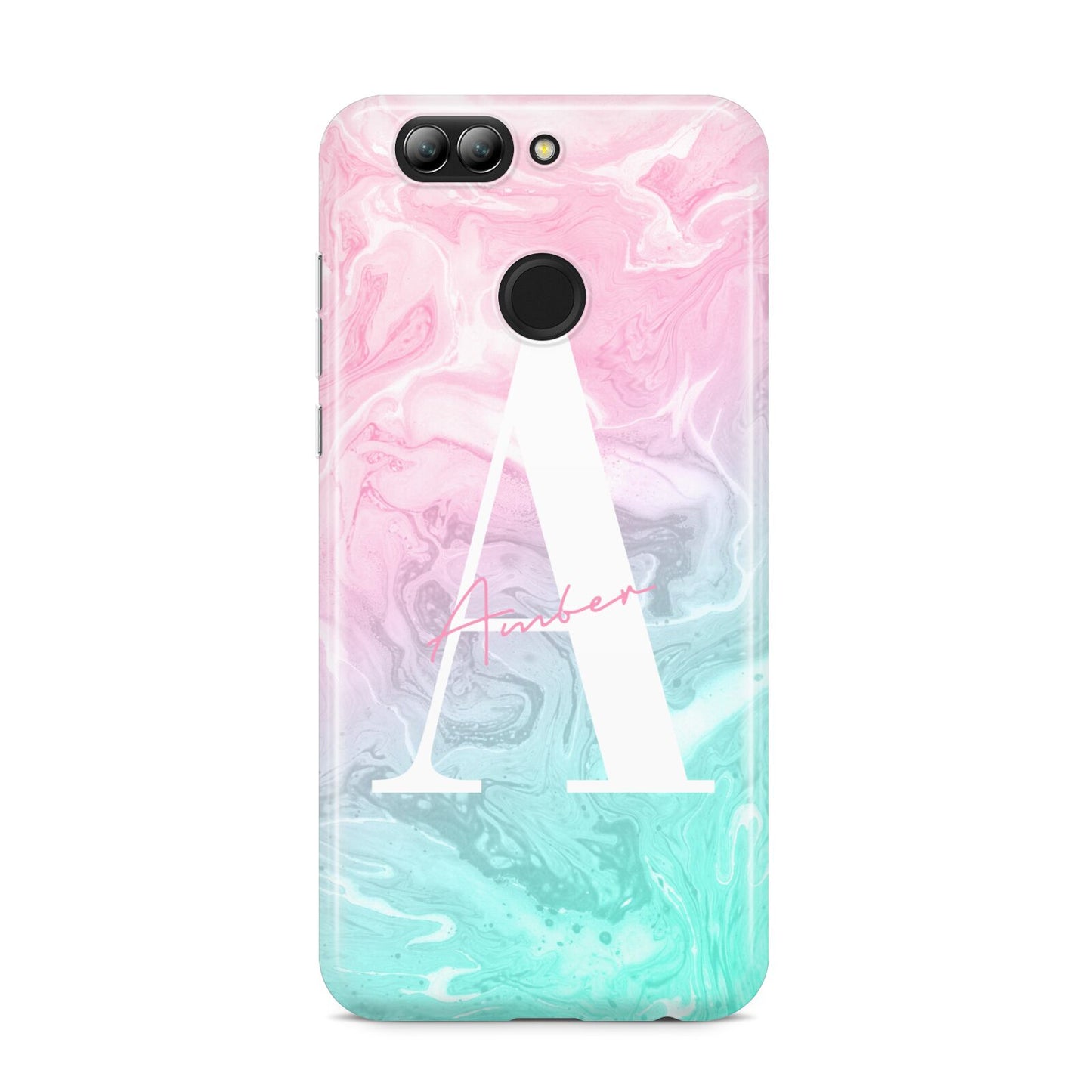 Monogrammed Pink Turquoise Pastel Marble Huawei Nova 2s Phone Case