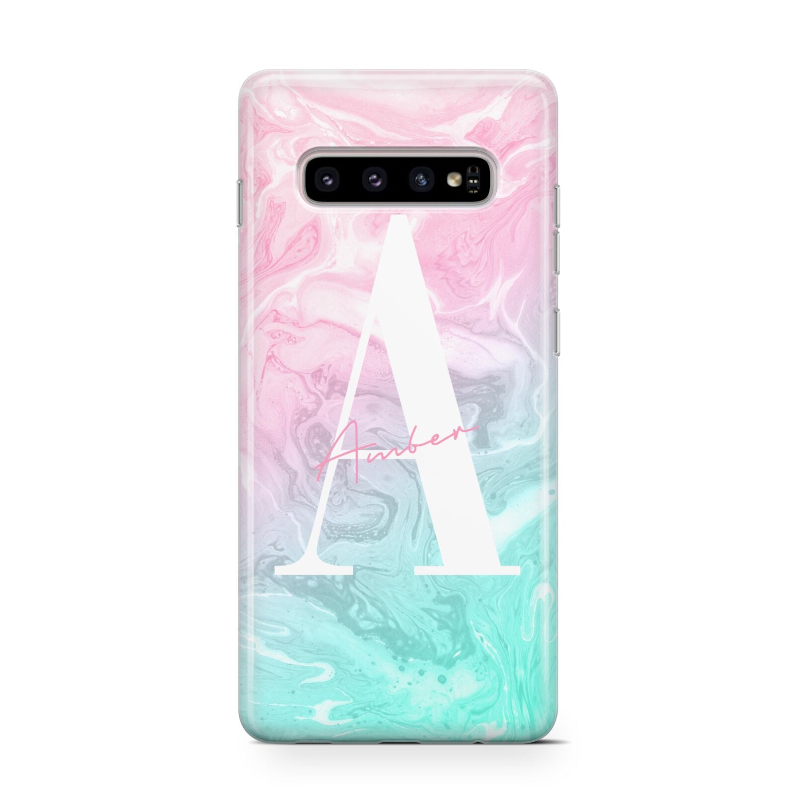 Monogrammed Pink Turquoise Pastel Marble Protective Samsung Galaxy Case