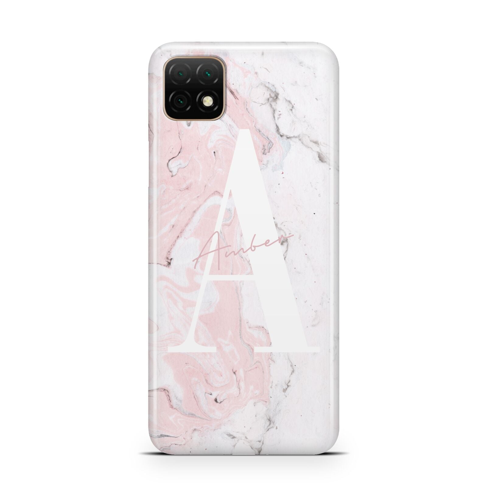 Monogrammed Pink White Ink Marble Huawei Enjoy 20 Phone Case