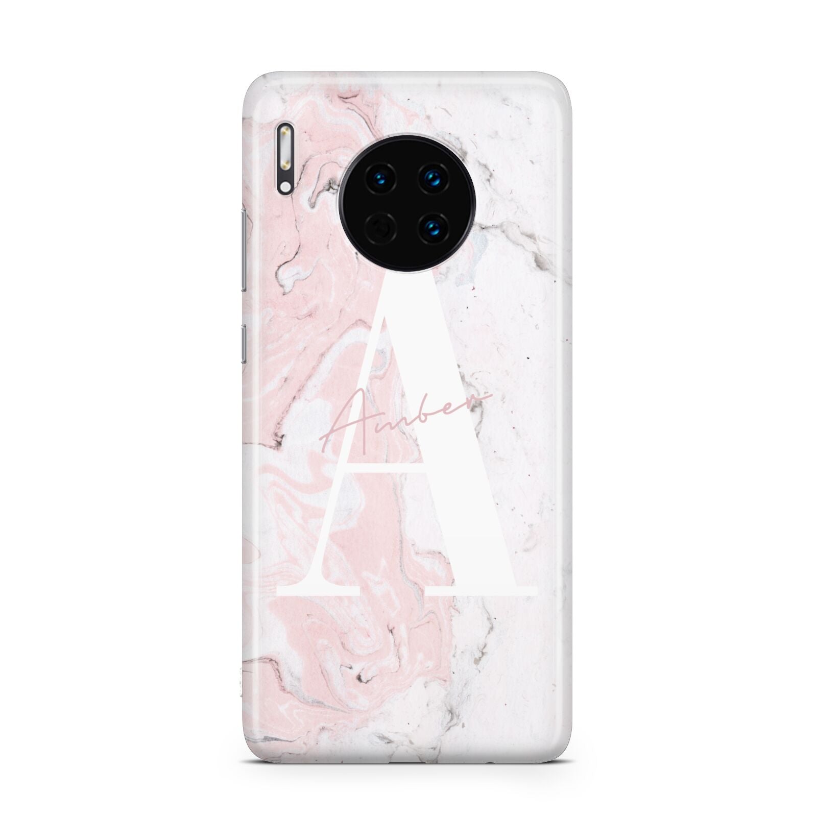 Monogrammed Pink White Ink Marble Huawei Mate 30