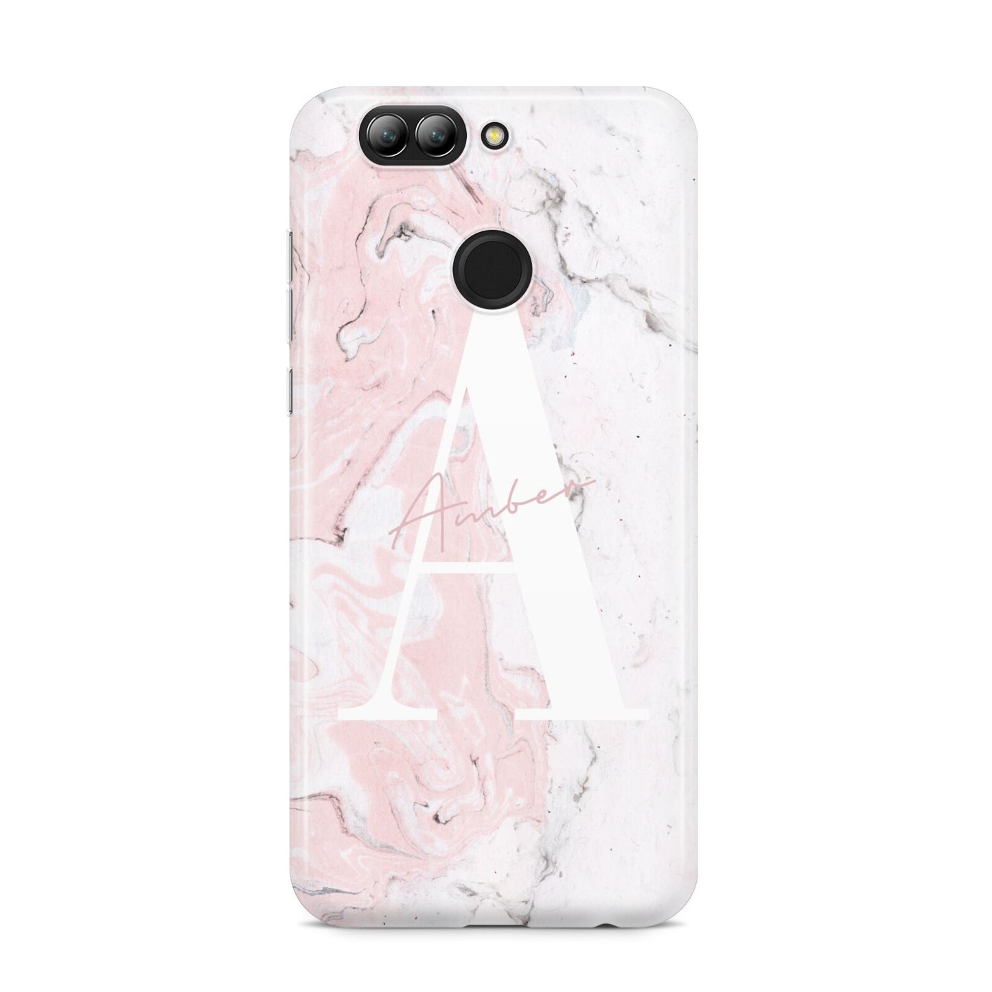 Monogrammed Pink White Ink Marble Huawei Nova 2s Phone Case