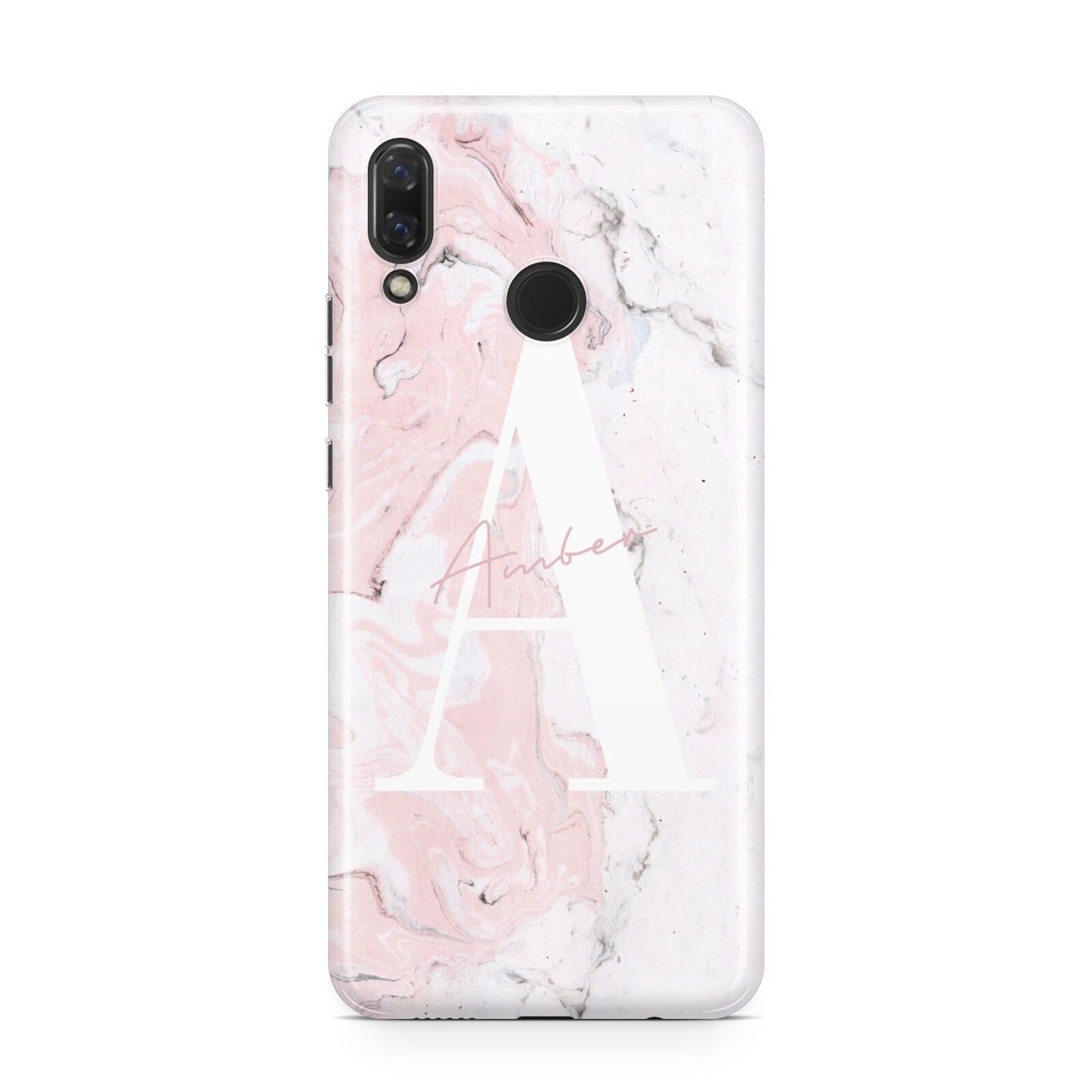 Monogrammed Pink White Ink Marble Huawei Nova 3 Phone Case