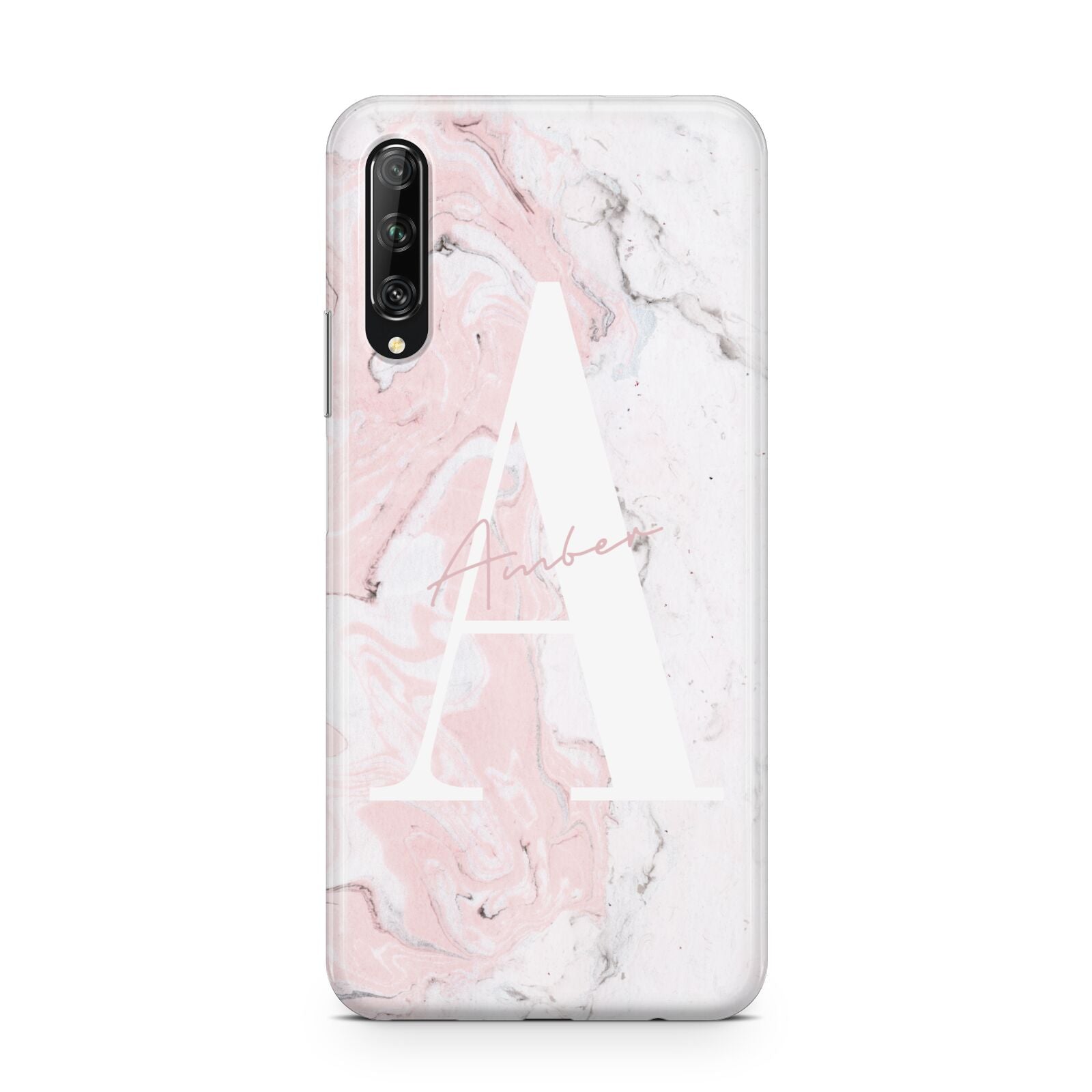 Monogrammed Pink White Ink Marble Huawei P Smart Pro 2019