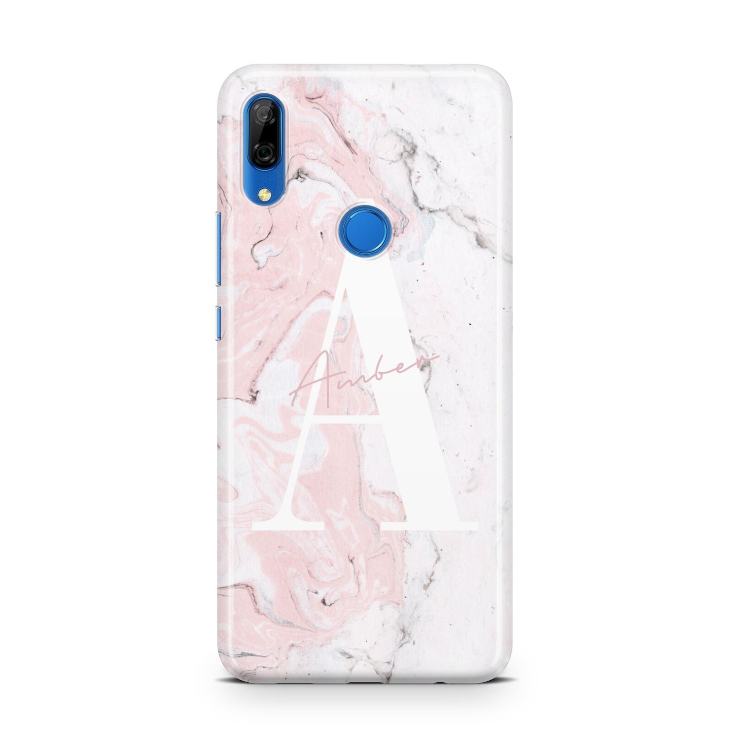 Monogrammed Pink White Ink Marble Huawei P Smart Z